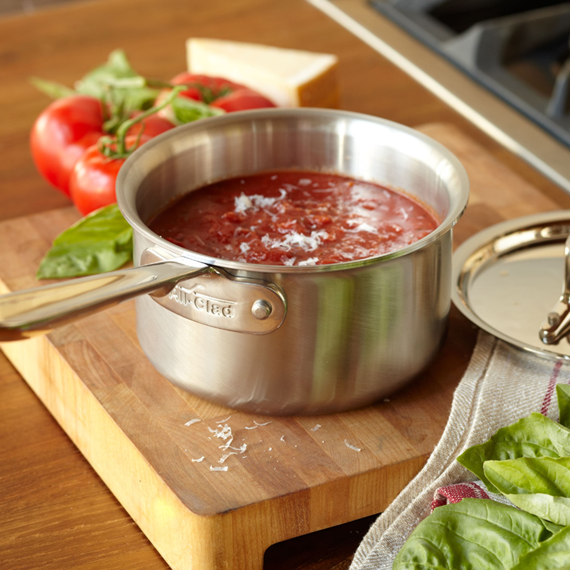 All-Clad D5® Brushed Stainless-Steel Saucepans
