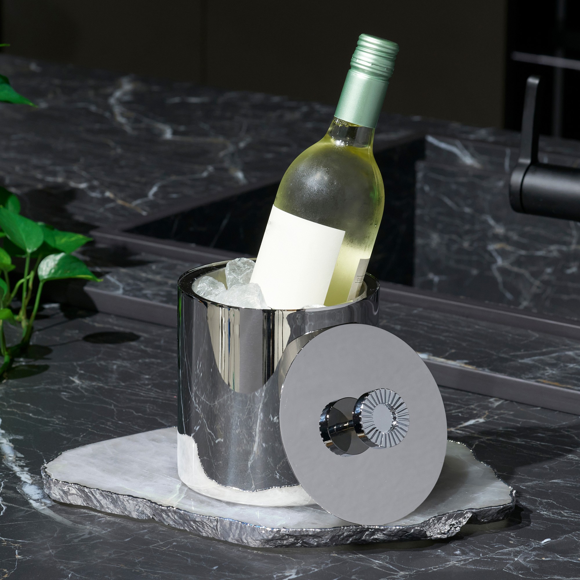 ANNA New York Striations Ice Bucket with Tongs