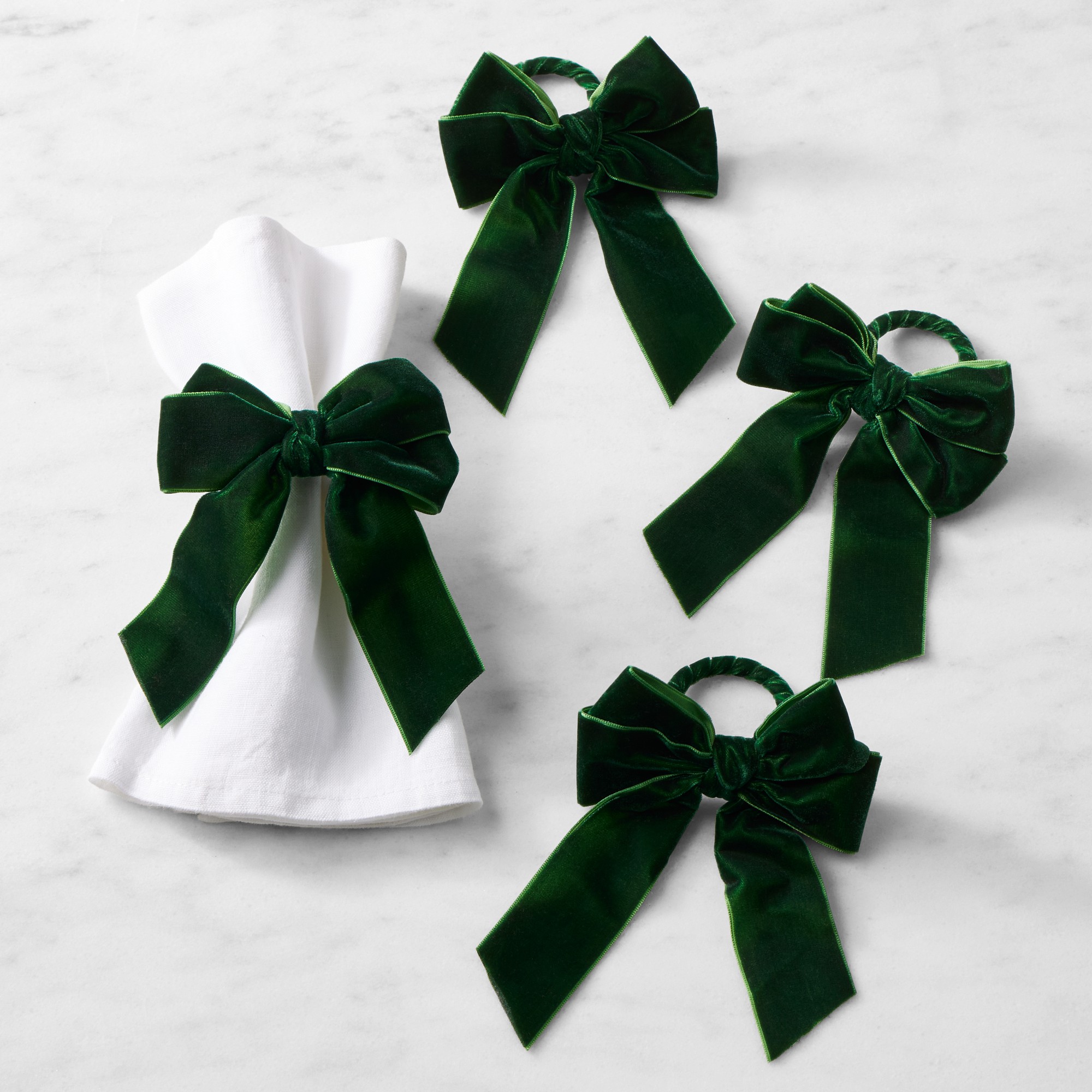 Velvet Bow Napkin Rings, Set of 4