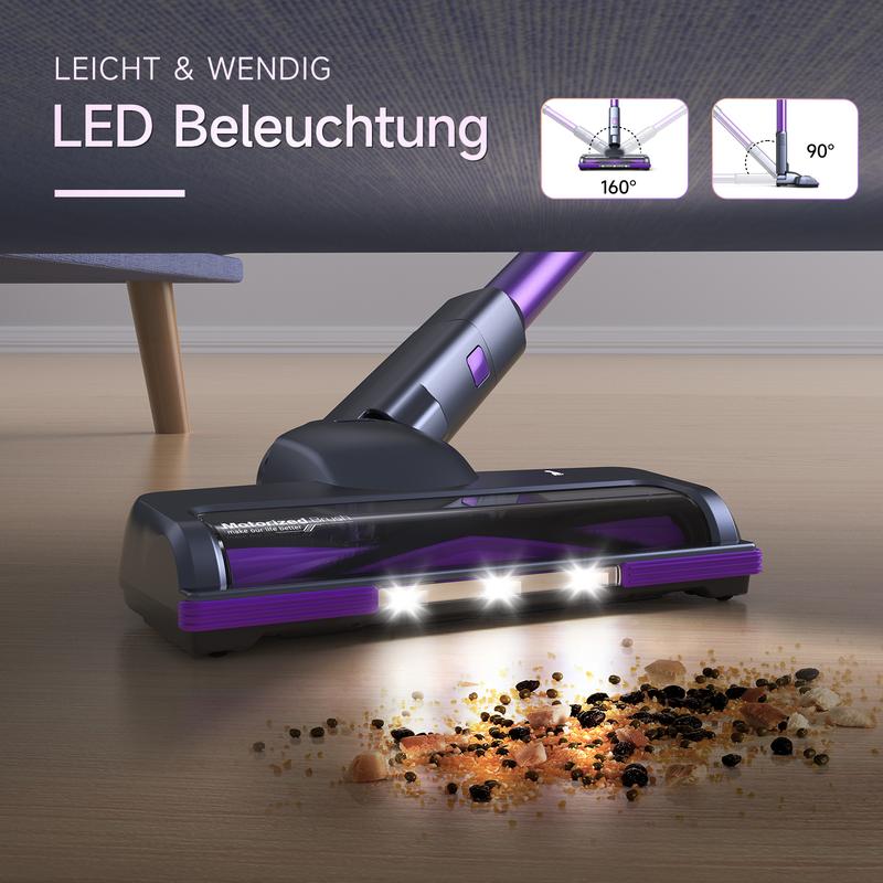 BlackFriday Lubluelu-Cordless Self-Standing Vacuum Cleaner, 25KPa leistungsstarke Saugkraft, 220W Stick Hoover für Tierhaare, Hartböden und Teppiche, 450 ml Mülleimer