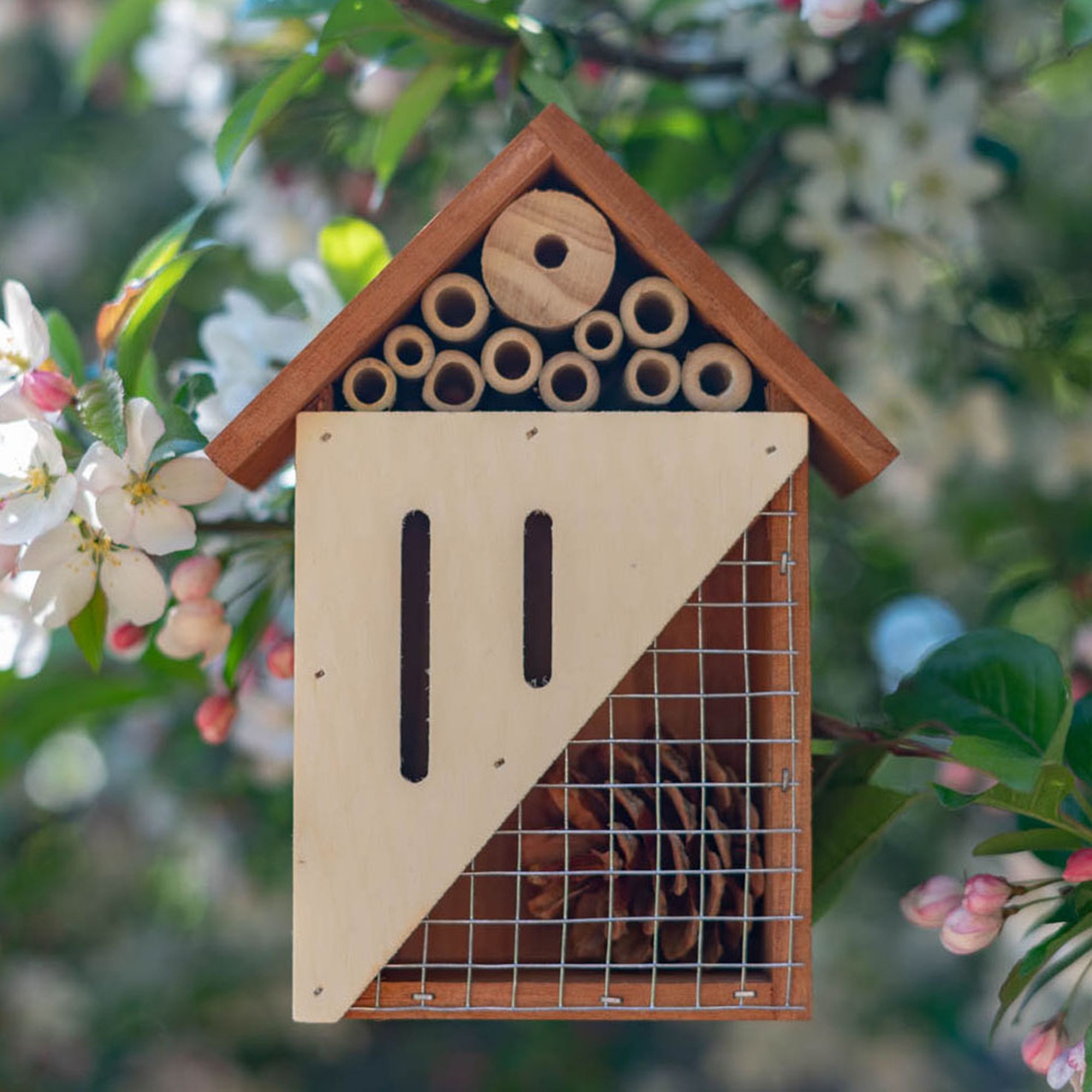 Pollination Palace 3 Compartment Wooden House for Bees, Butterflies, Ladybugs, & Insects