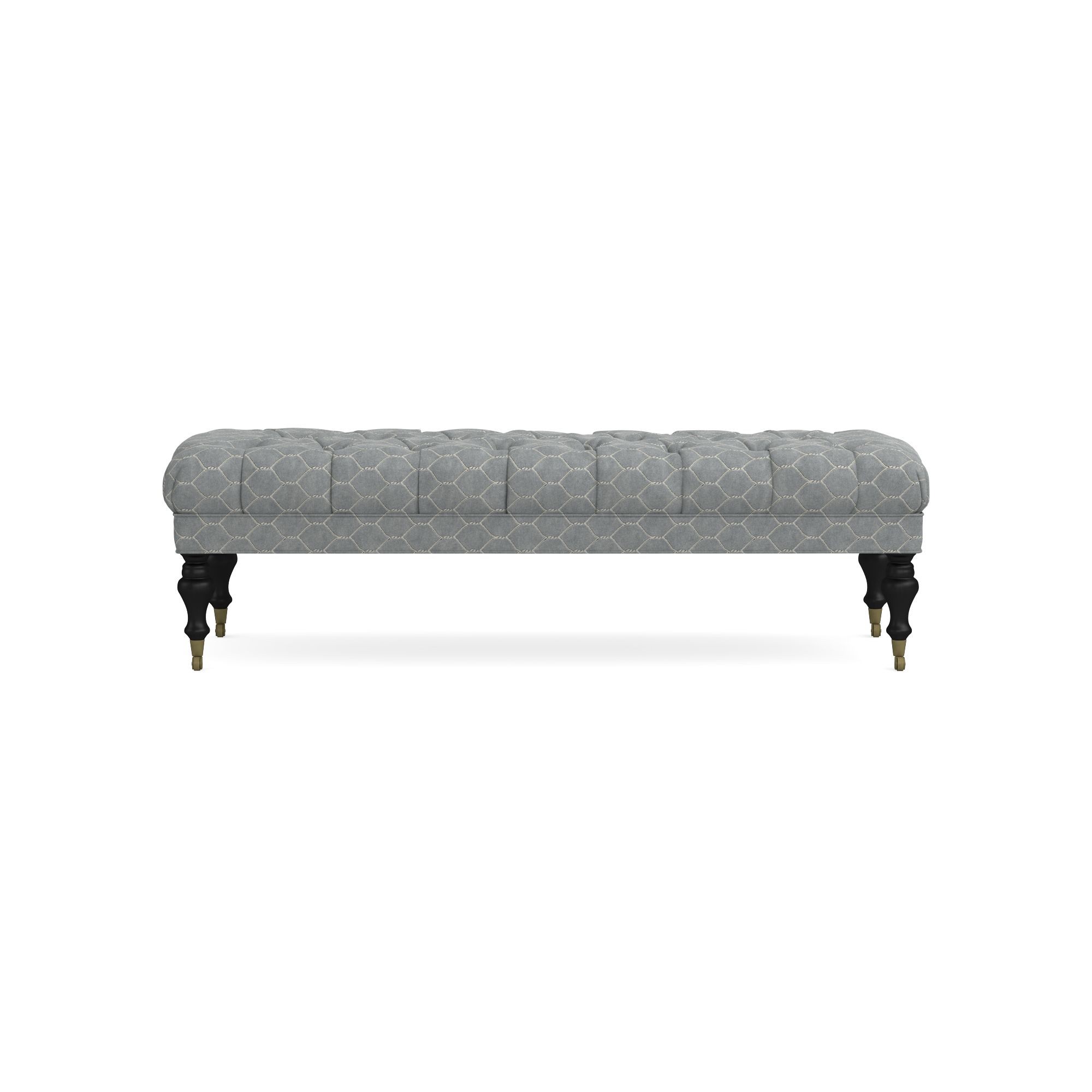 Sanderson x Giles Deacon Fairfax Bench Ottoman, Turned Leg with Tufted Top (26-61)