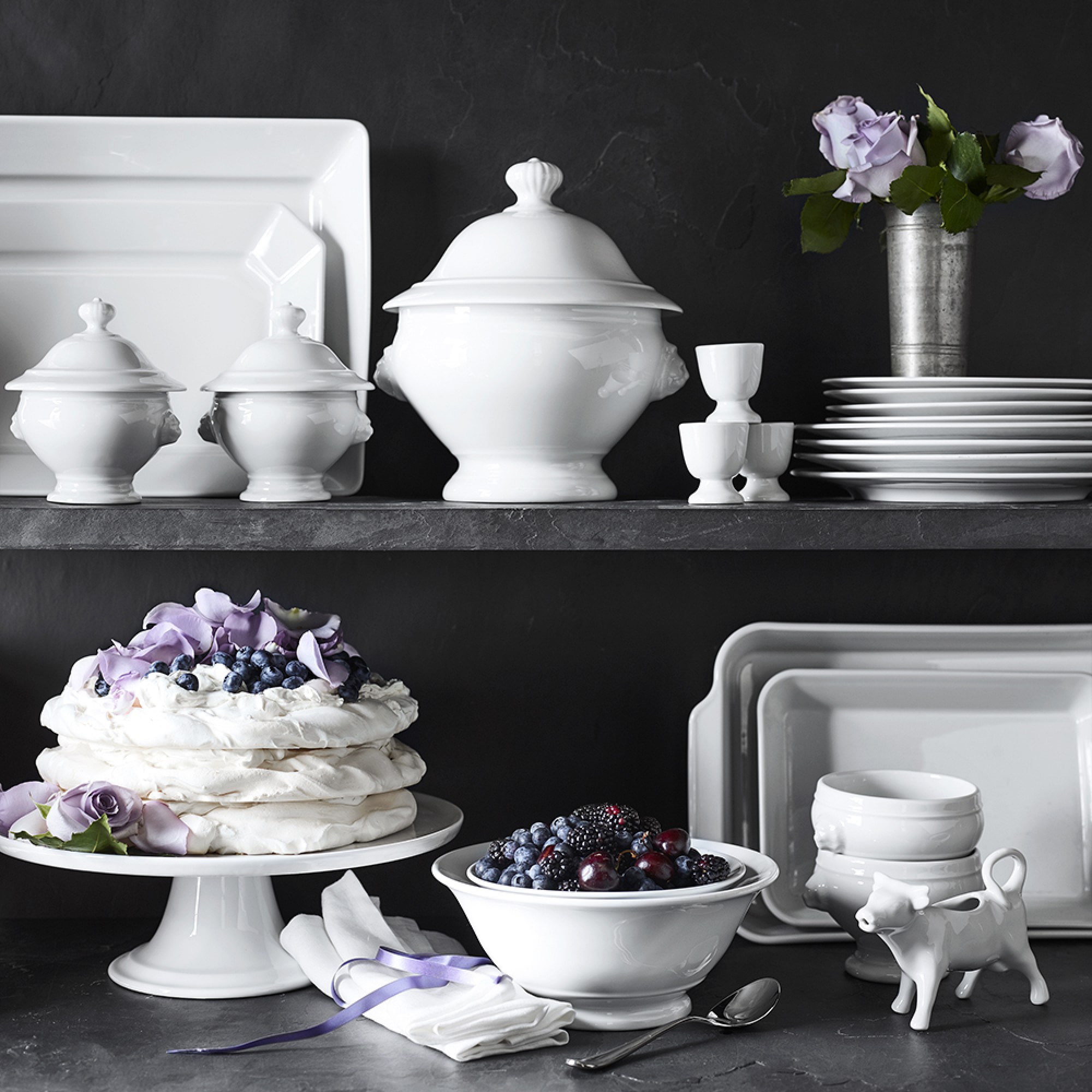 Apilco Tulip Porcelain Serving Bowls