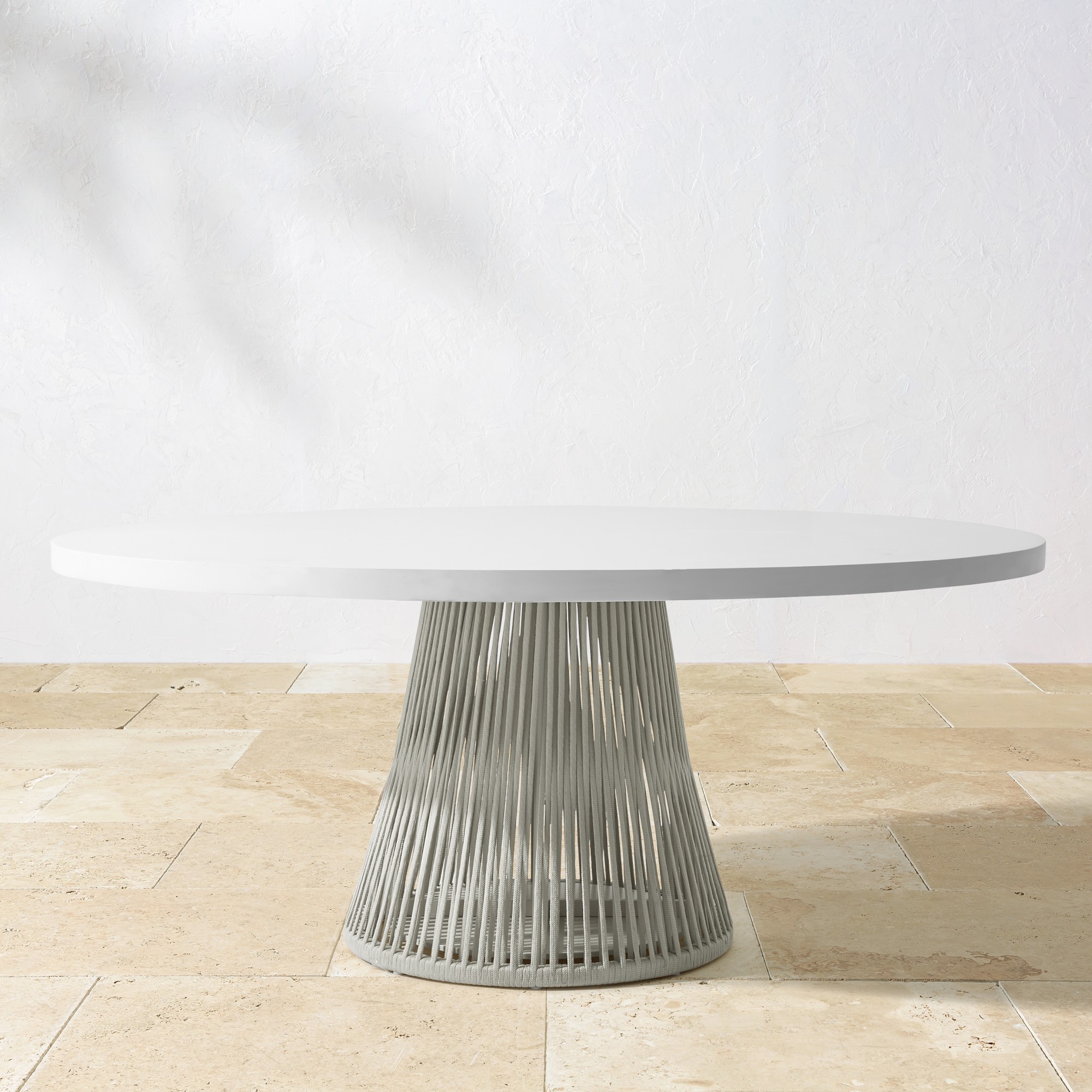 Pasadena Outdoor Fiberstone and Rope Oval Dining Table (72)