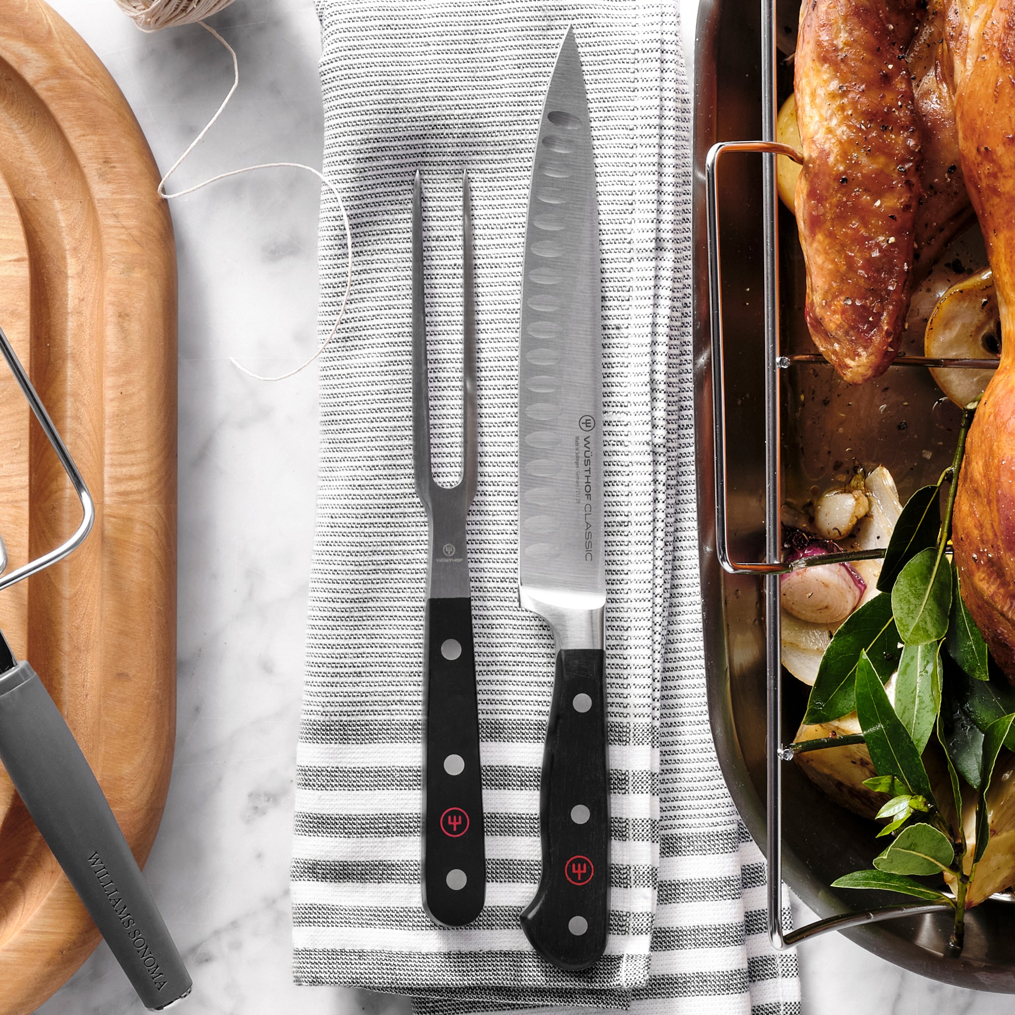 Wüsthof Classic Straight Carving Knife & Meat Fork Set