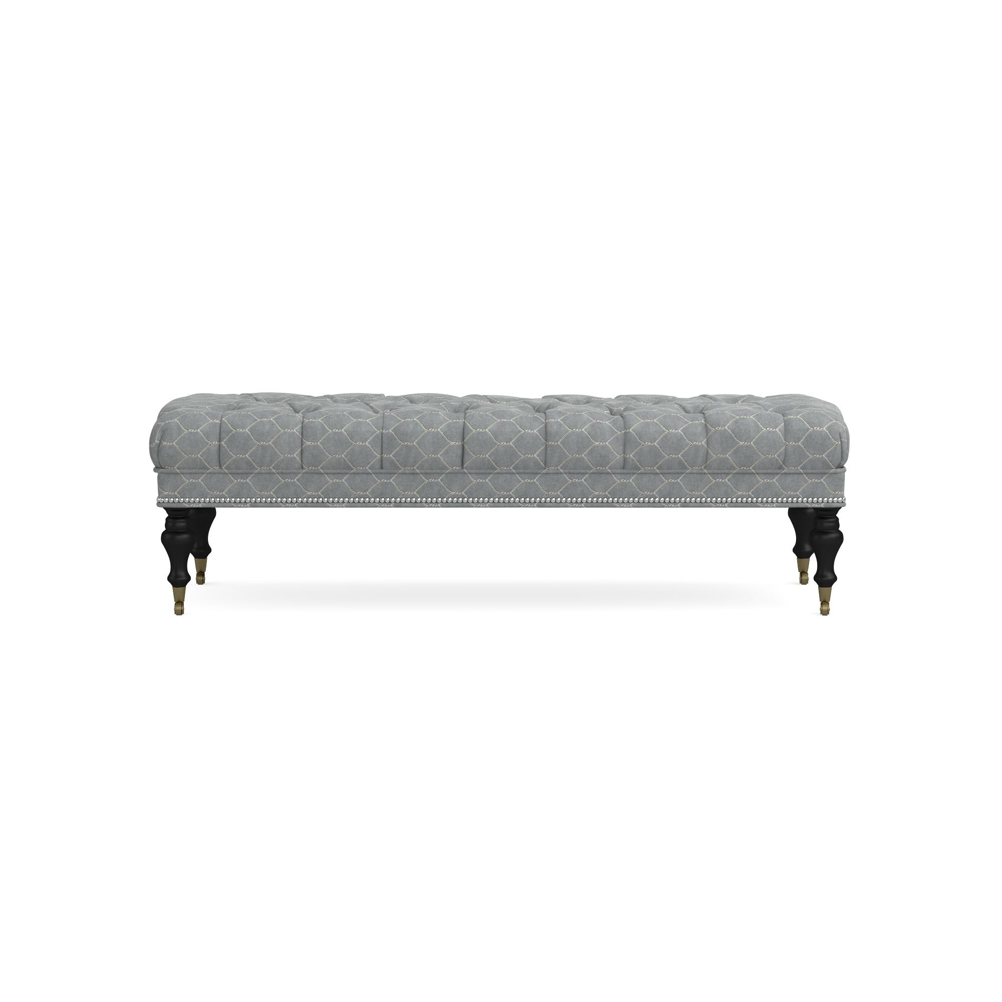 Sanderson x Giles Deacon Fairfax Bench Ottoman, Turned Leg with Tufted Top (26-61)