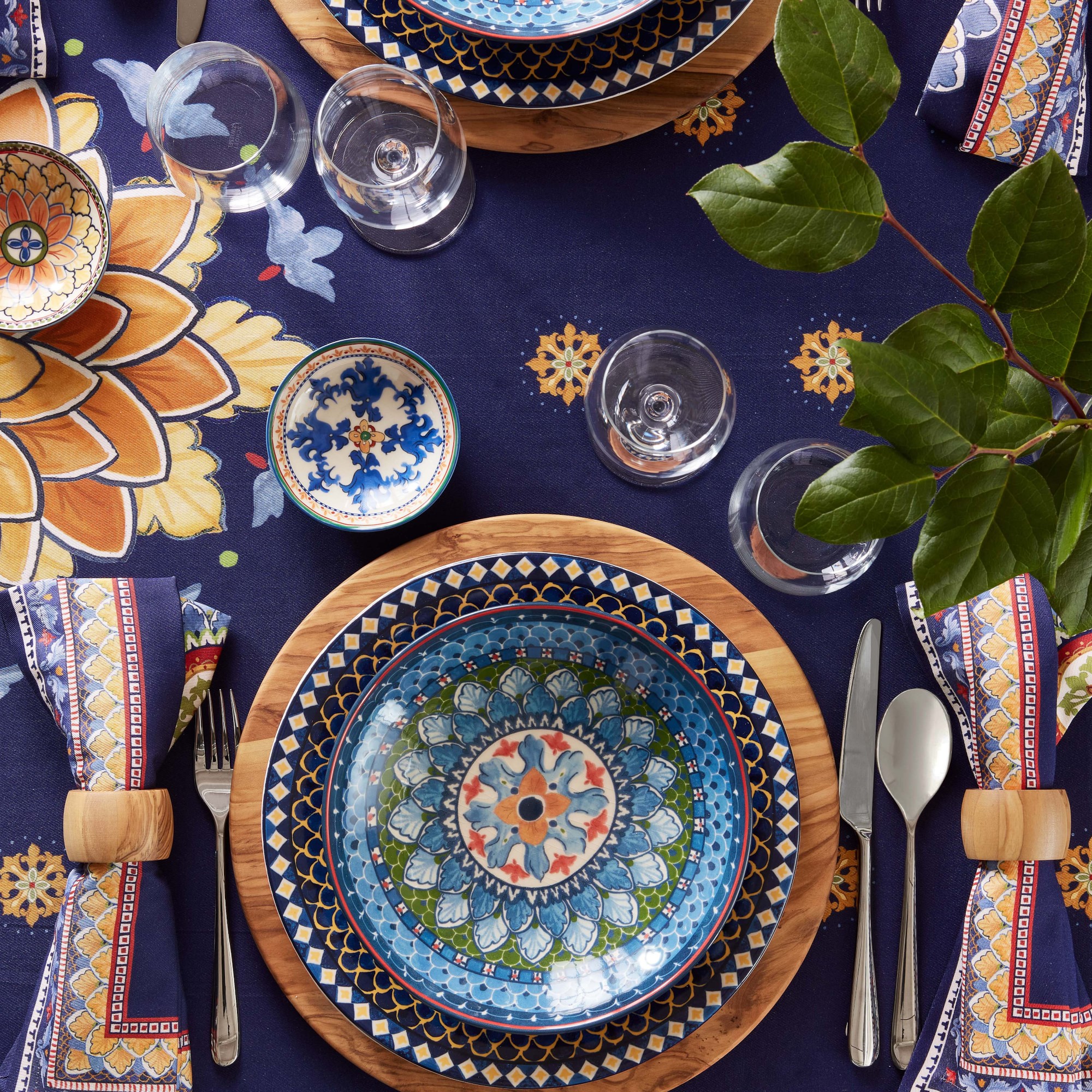 Sicily Ceramic Pasta Bowls, Blue