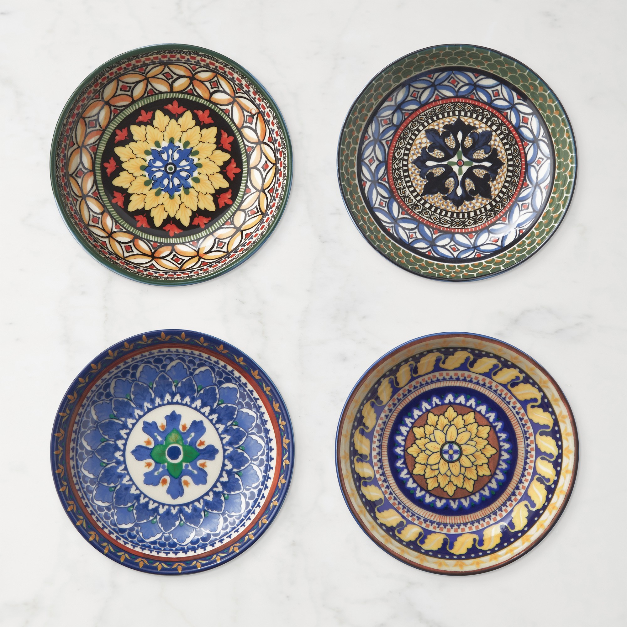 Sicily Ceramic Mixed Dipping Bowls, Set of 4, Large