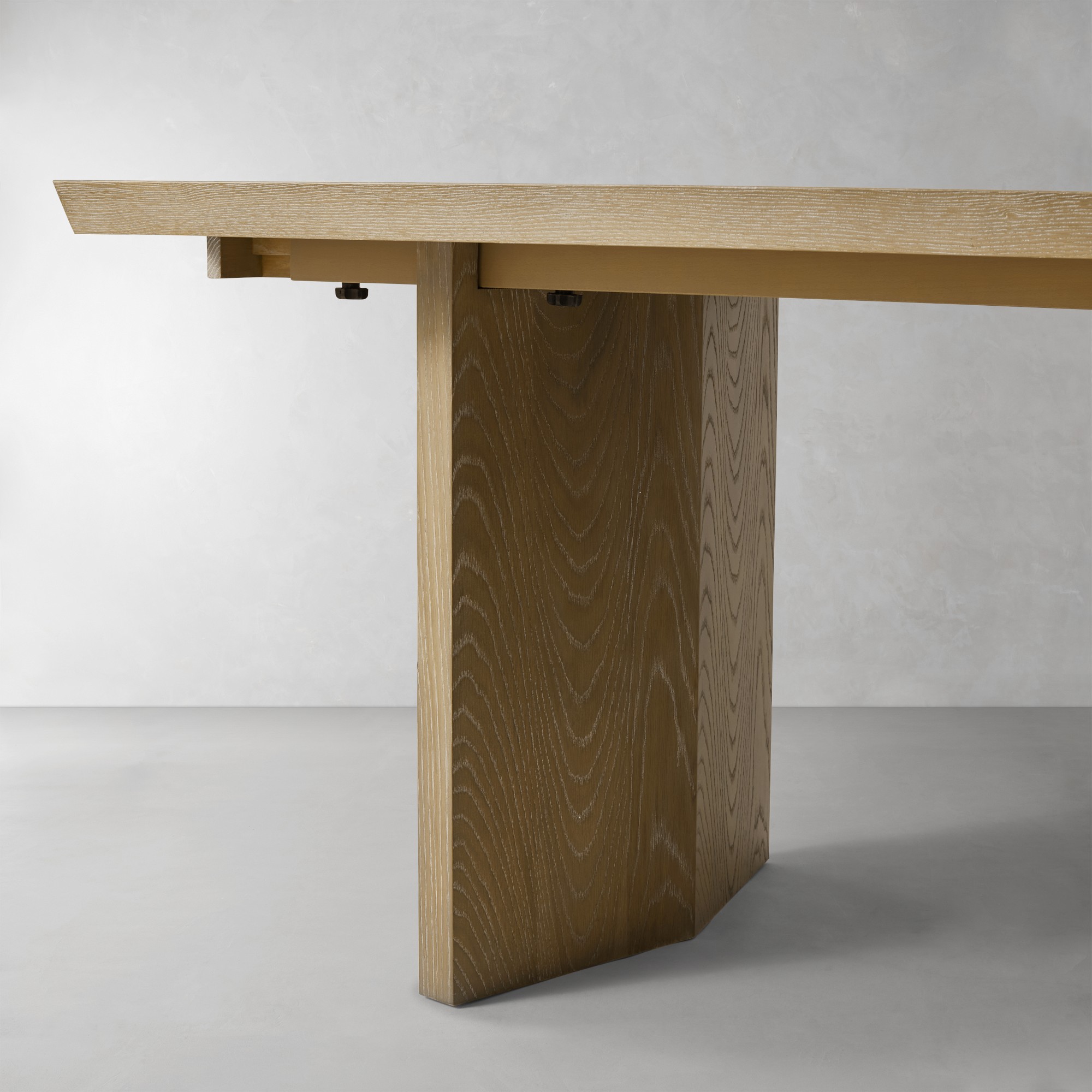 Knife Edge Extendable Rectangular Dining Table, Cerused Heritage Gray (96-132)