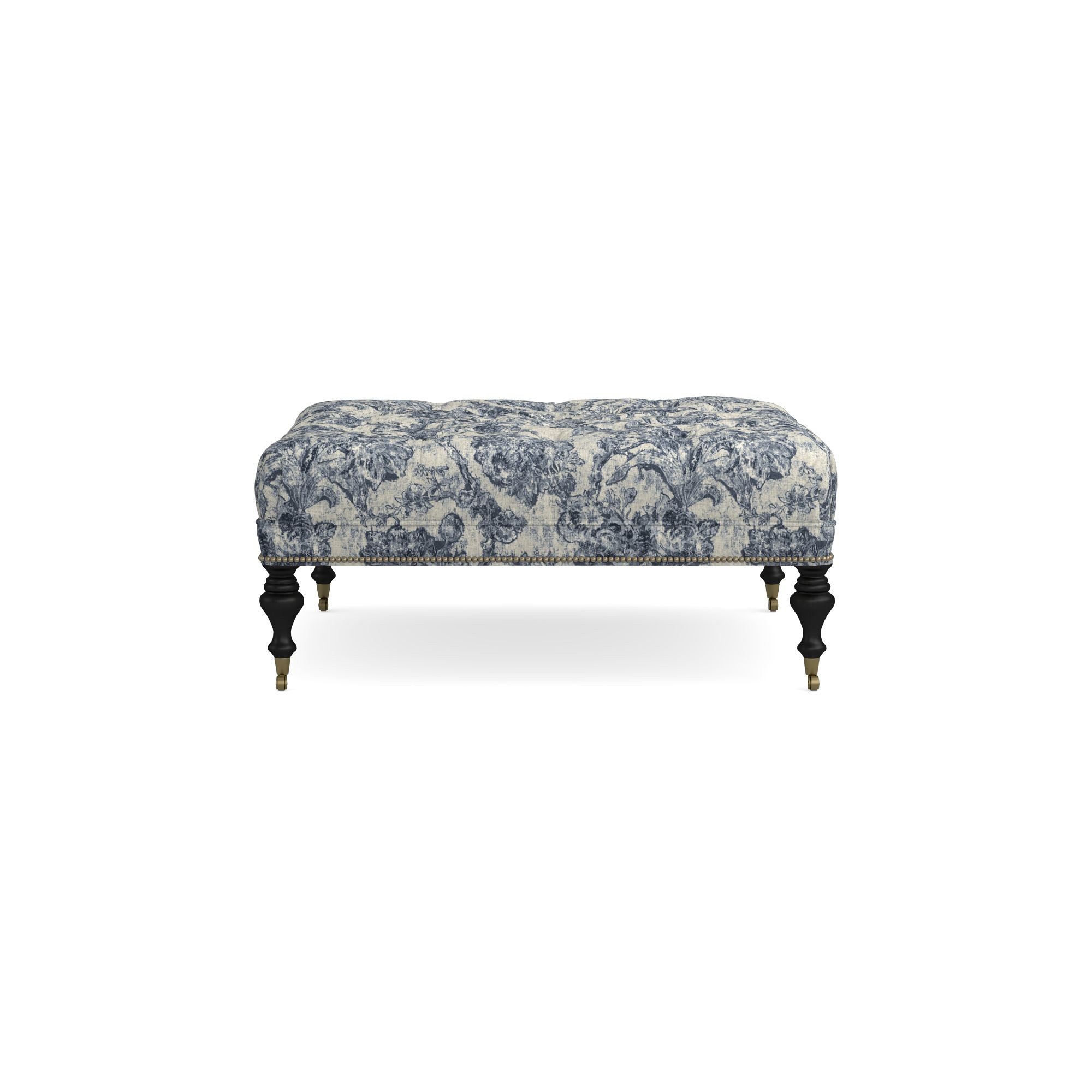 Sanderson x Giles Deacon Fairfax Bench Ottoman, Turned Leg with Tufted Top (26-61)