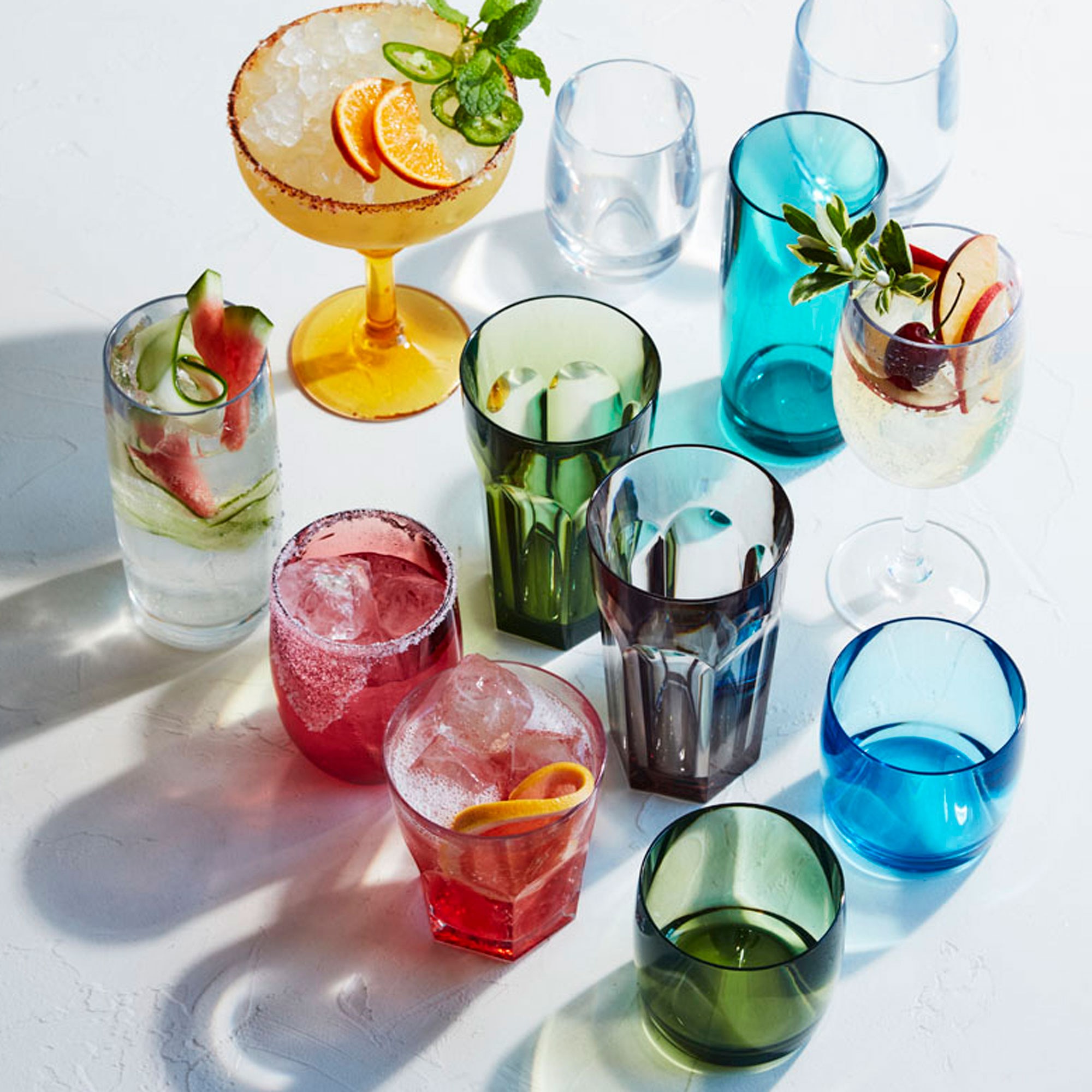 DuraClear® Tritan Outdoor Multicolored Faceted Tumblers, Set of 6