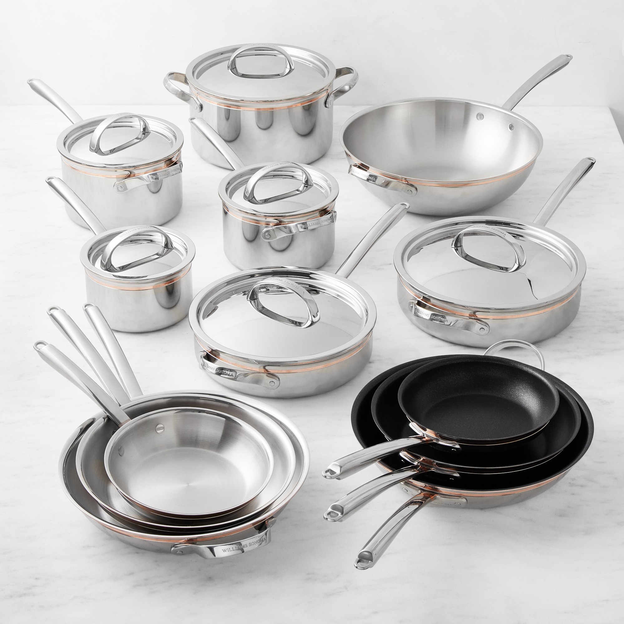 Williams Sonoma Signature Thermo-Clad™ Copper Pro 19-Piece Cookware Set