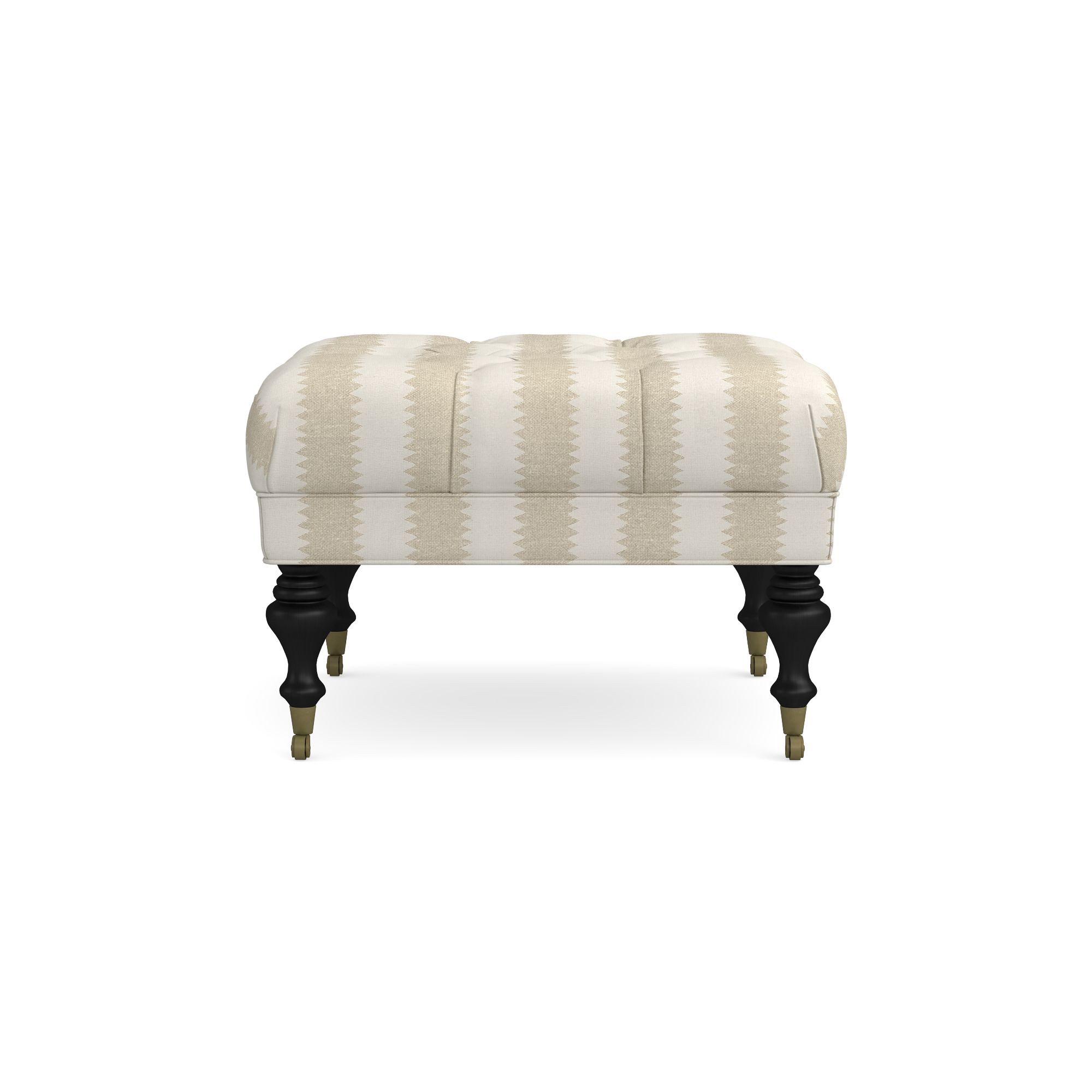 Sanderson x Giles Deacon Fairfax Bench Ottoman, Turned Leg with Tufted Top (26-61)