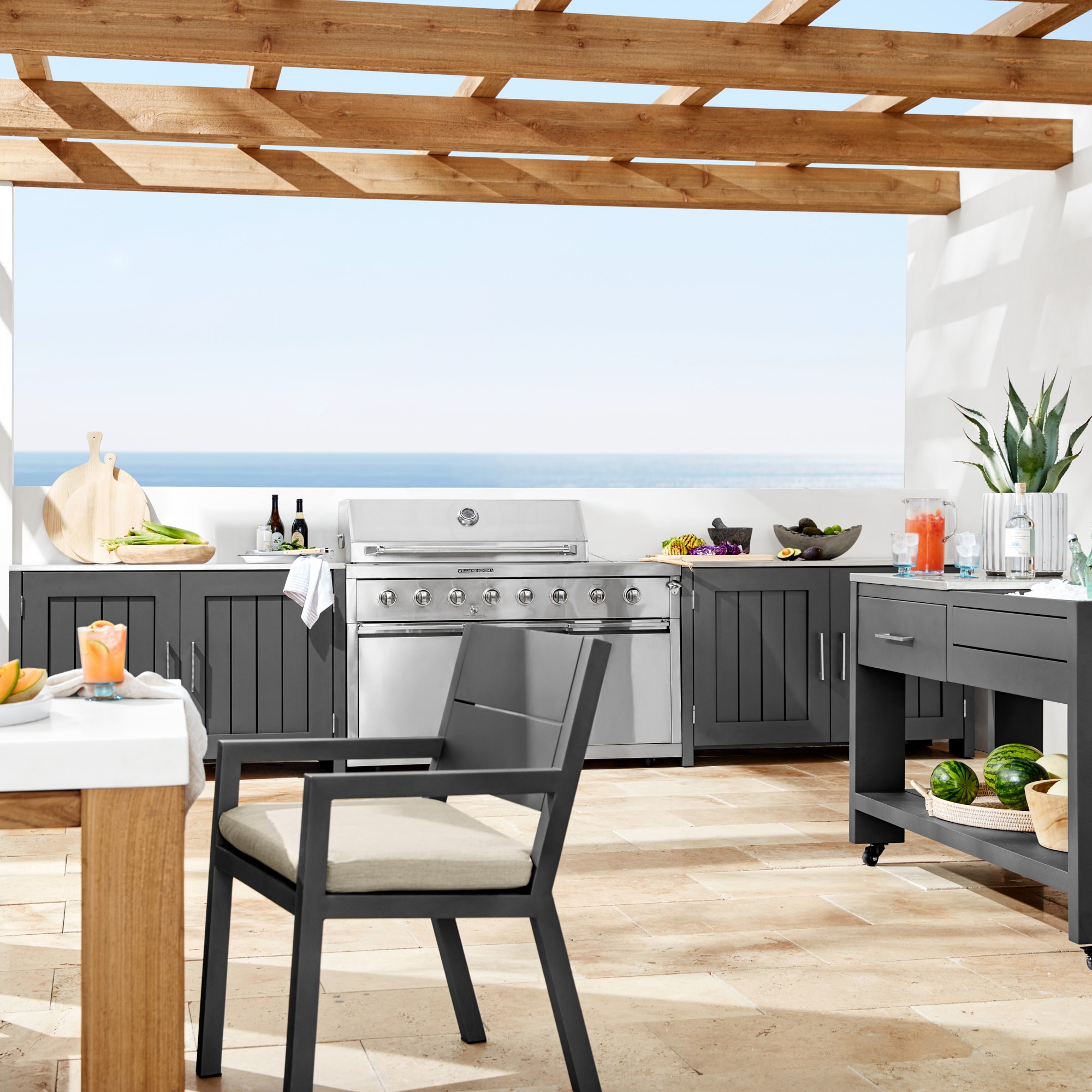 Larnaca Outdoor Slate Grey Metal Prep Table (58)