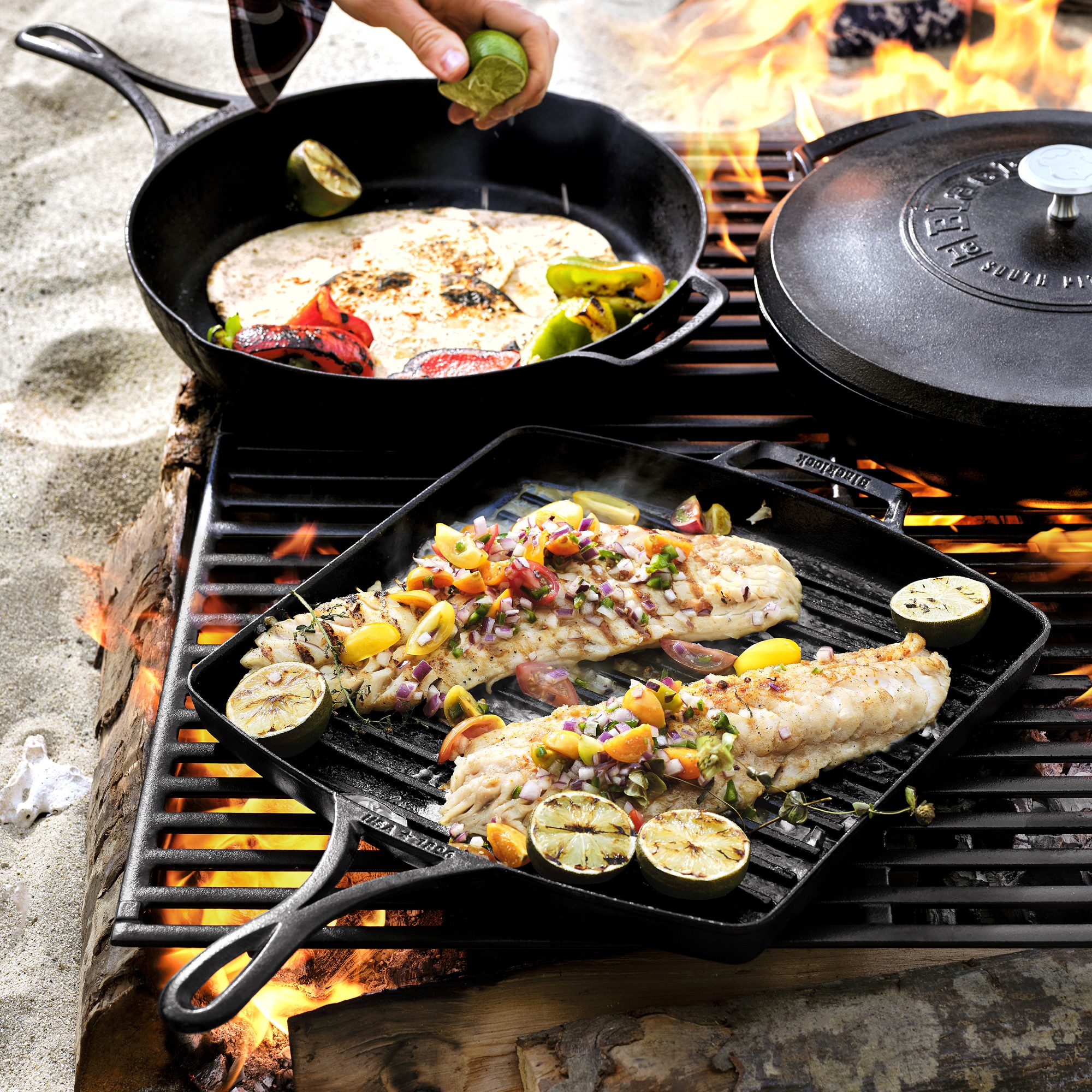 Lodge Blacklock Triple Seasoned Cast Iron Square Grill Pan