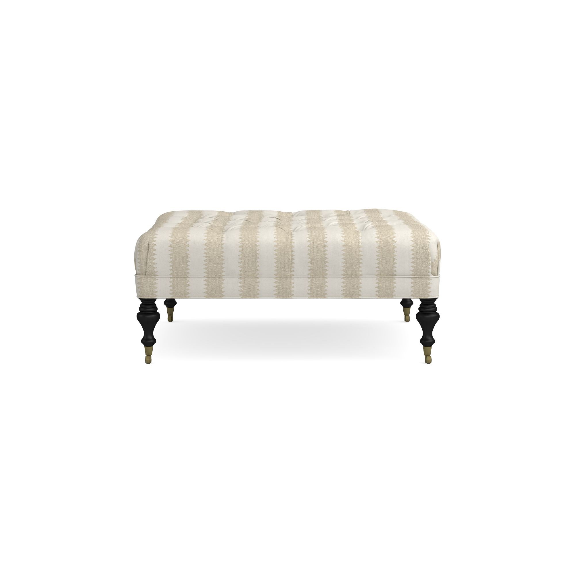 Sanderson x Giles Deacon Fairfax Bench Ottoman, Turned Leg with Tufted Top (26-61)