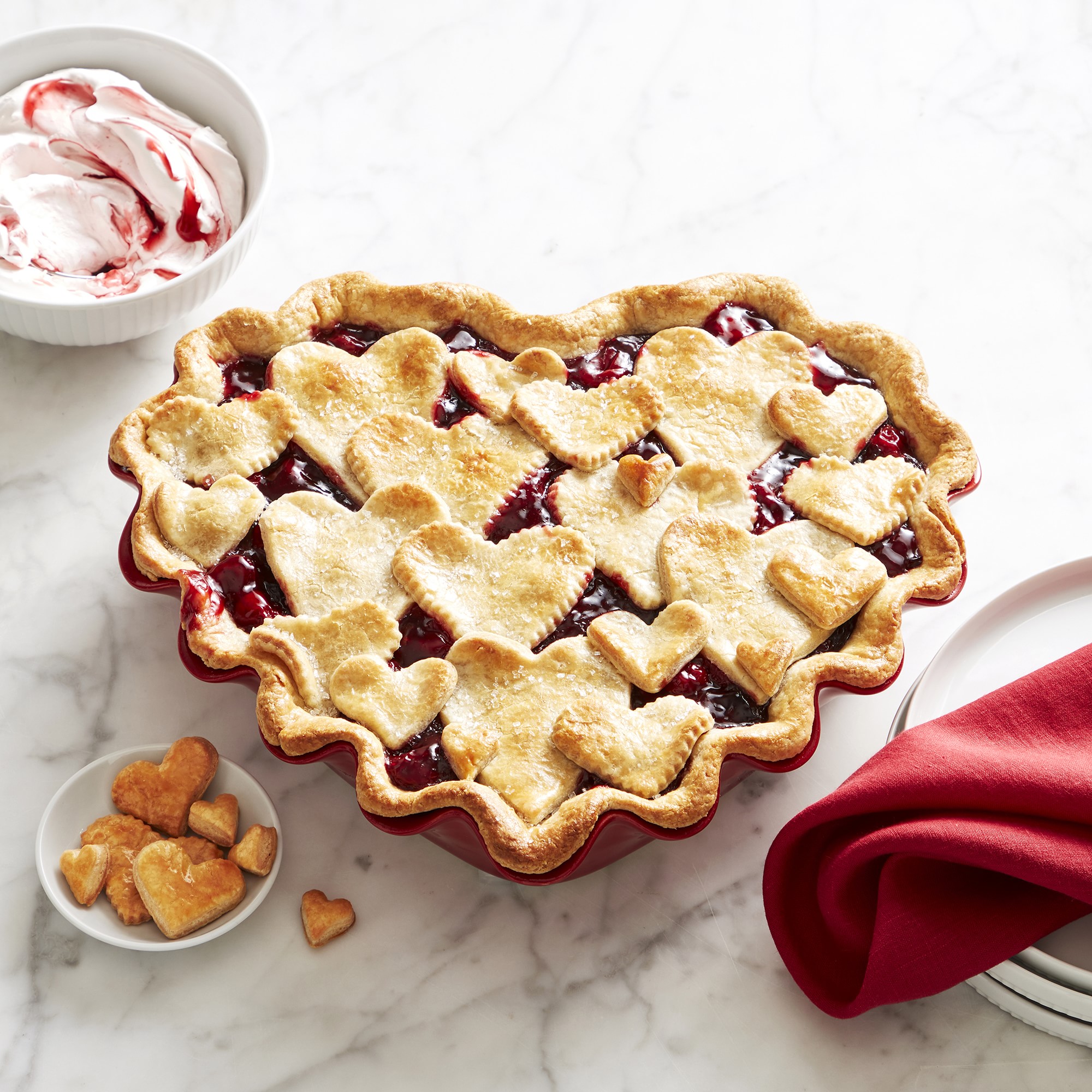 Emile Henry French Ceramic Ruffle Heart Pie Dish