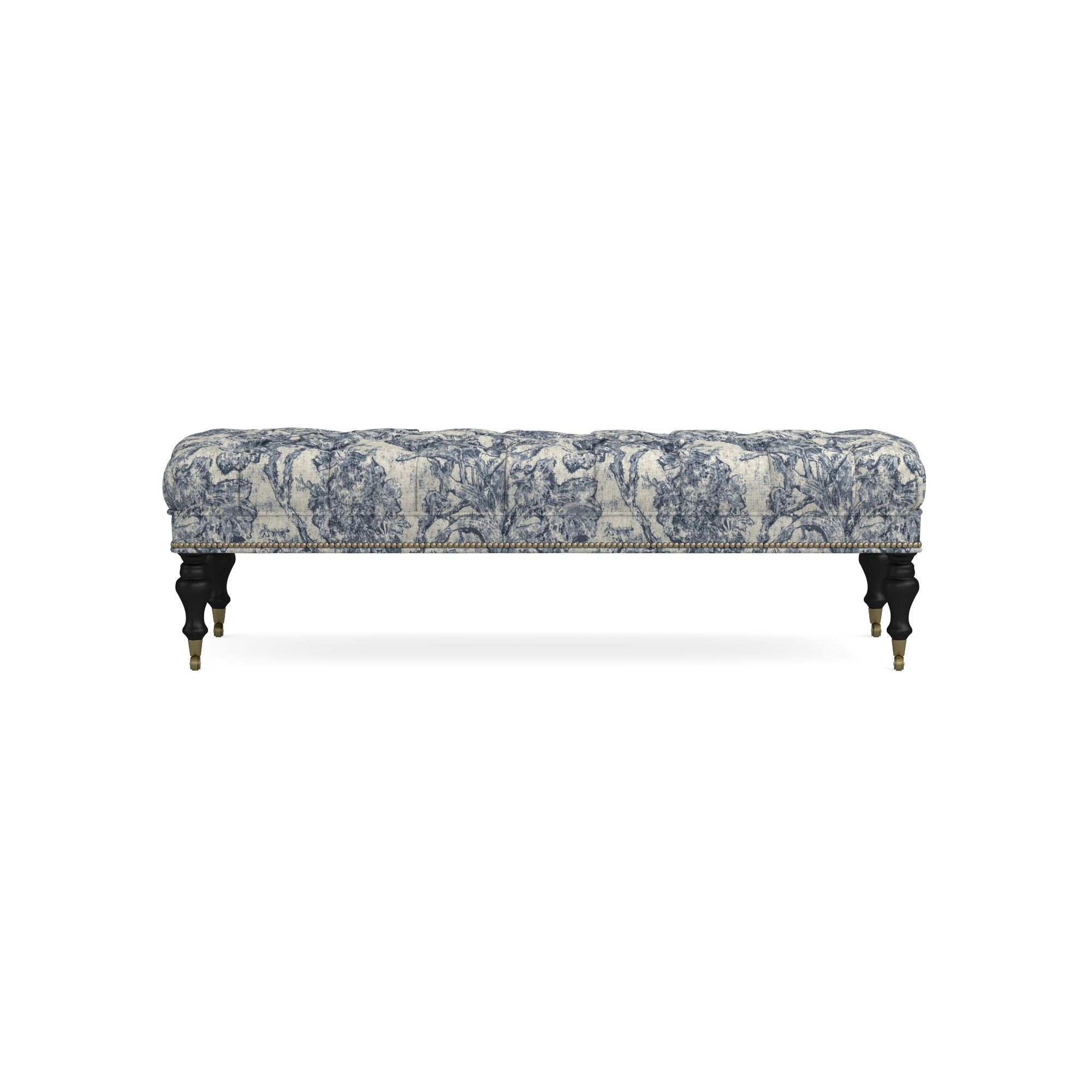Sanderson x Giles Deacon Fairfax Bench Ottoman, Turned Leg with Tufted Top (26-61)