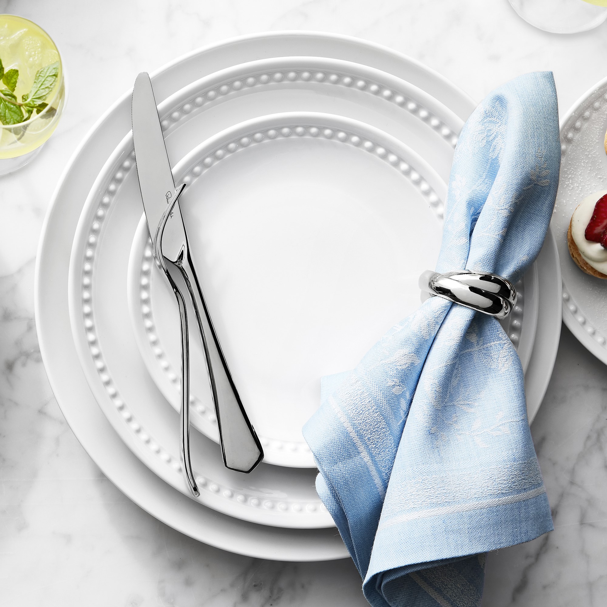 Pillivuyt Beaded Coupe Bread & Butter Plates, Set of 4