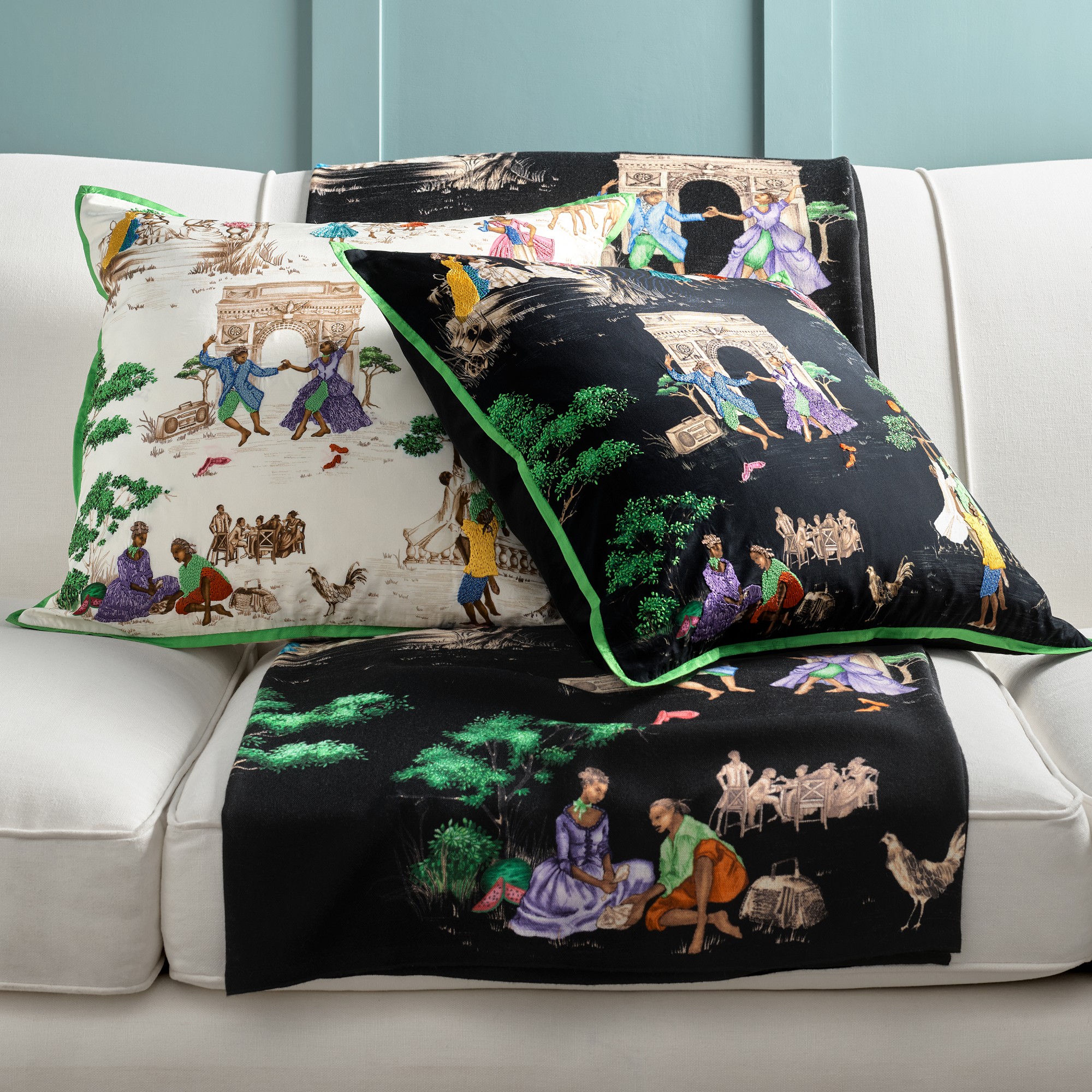 Sheila Bridges x Williams Sonoma Home Harlem Toile Printed Lightweight Throw