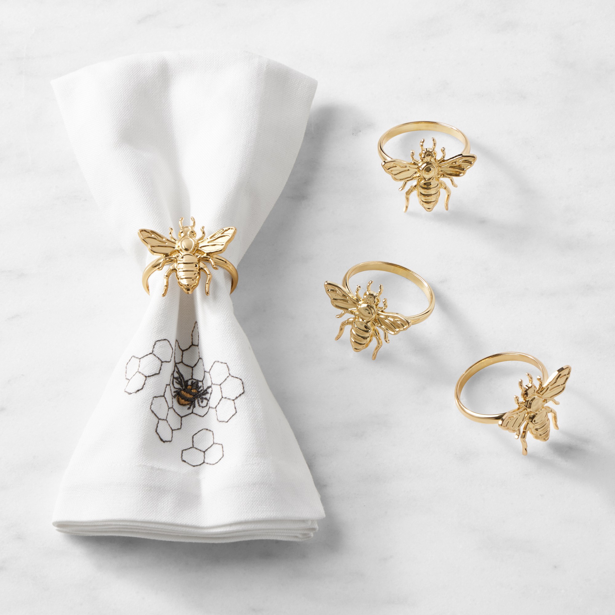 Gold Bee Napkin Rings, Set of 4