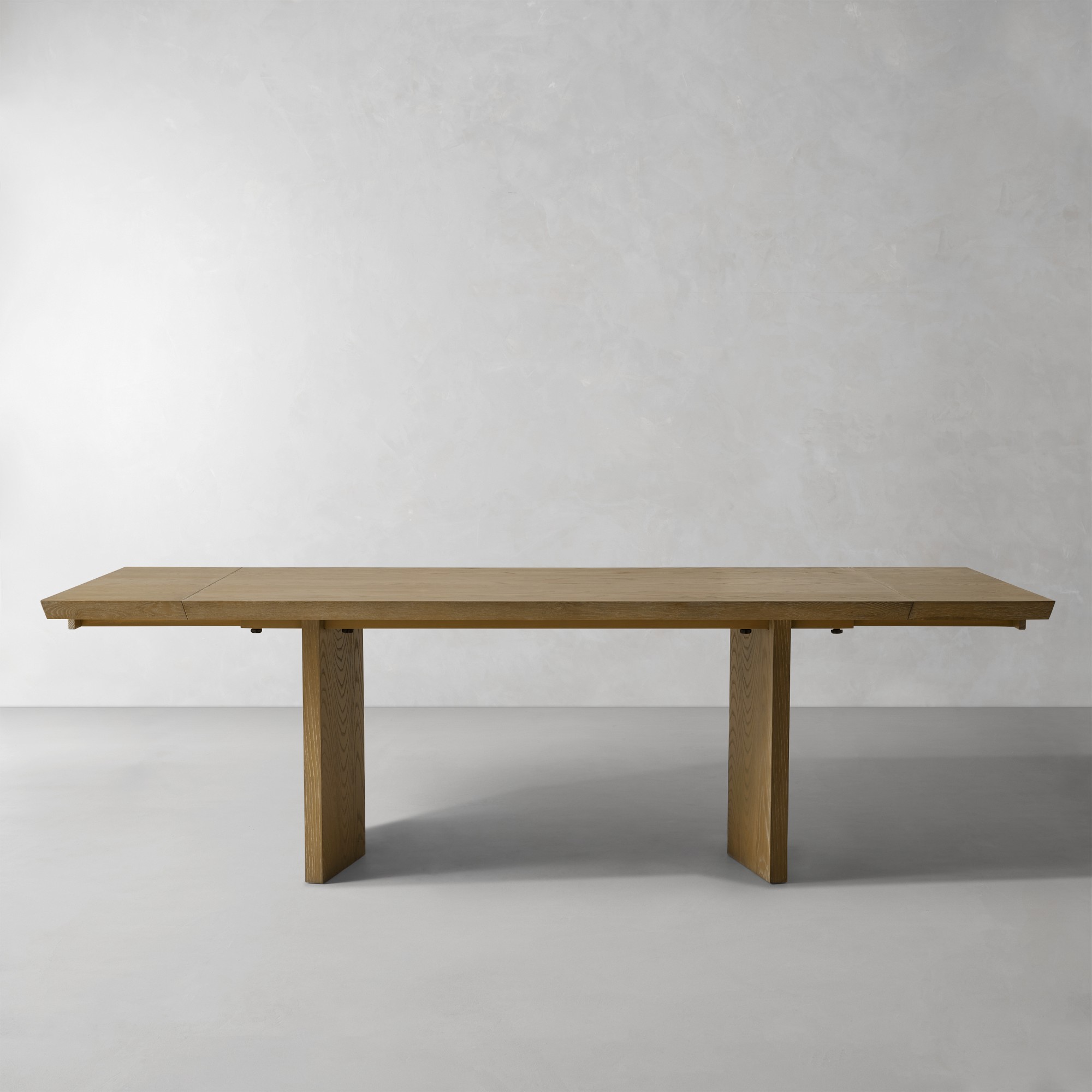 Knife Edge Extendable Rectangular Dining Table, Cerused Heritage Gray (96-132)