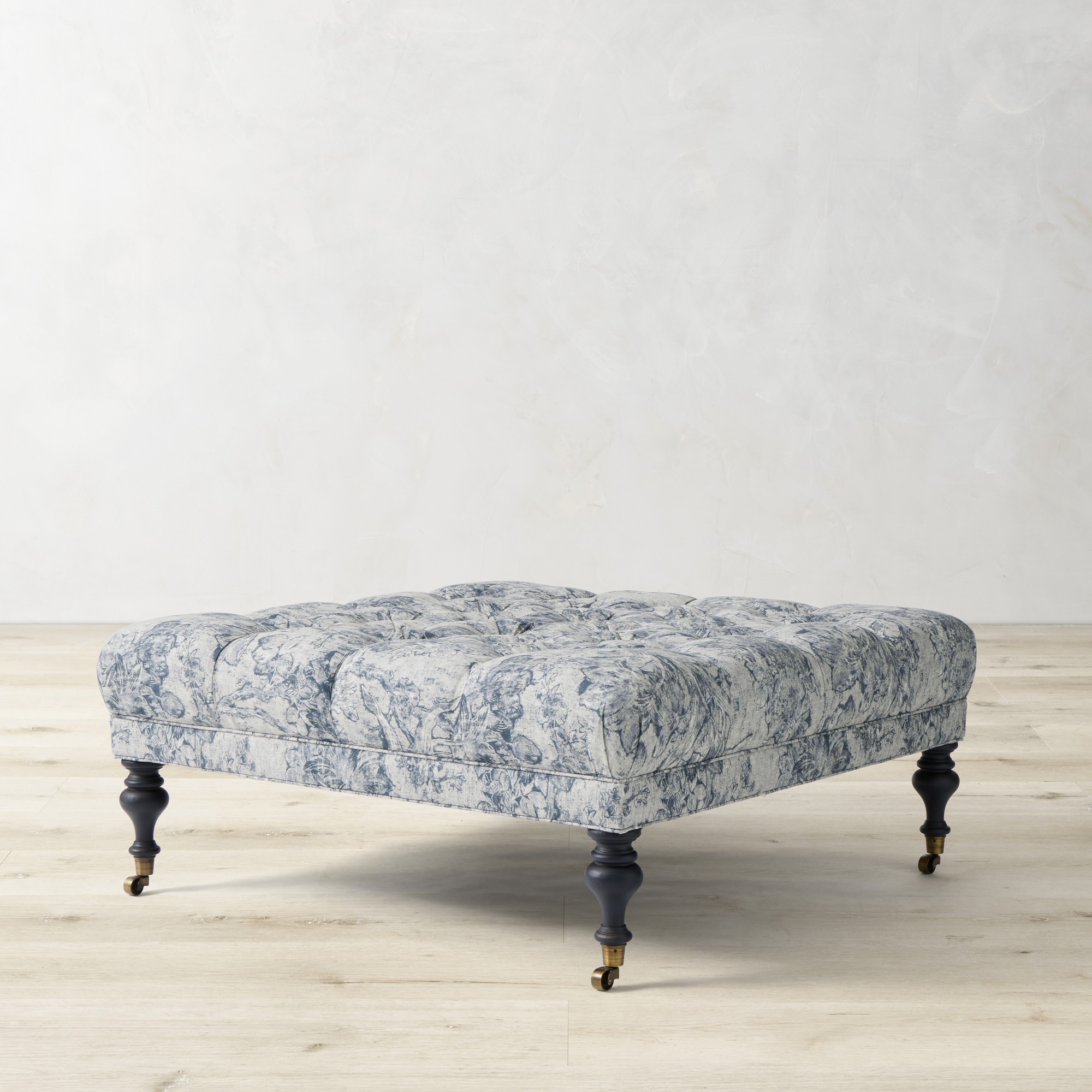 Sanderson x Giles Deacon Fairfax Bench Ottoman, Turned Leg with Tufted Top (26-61)