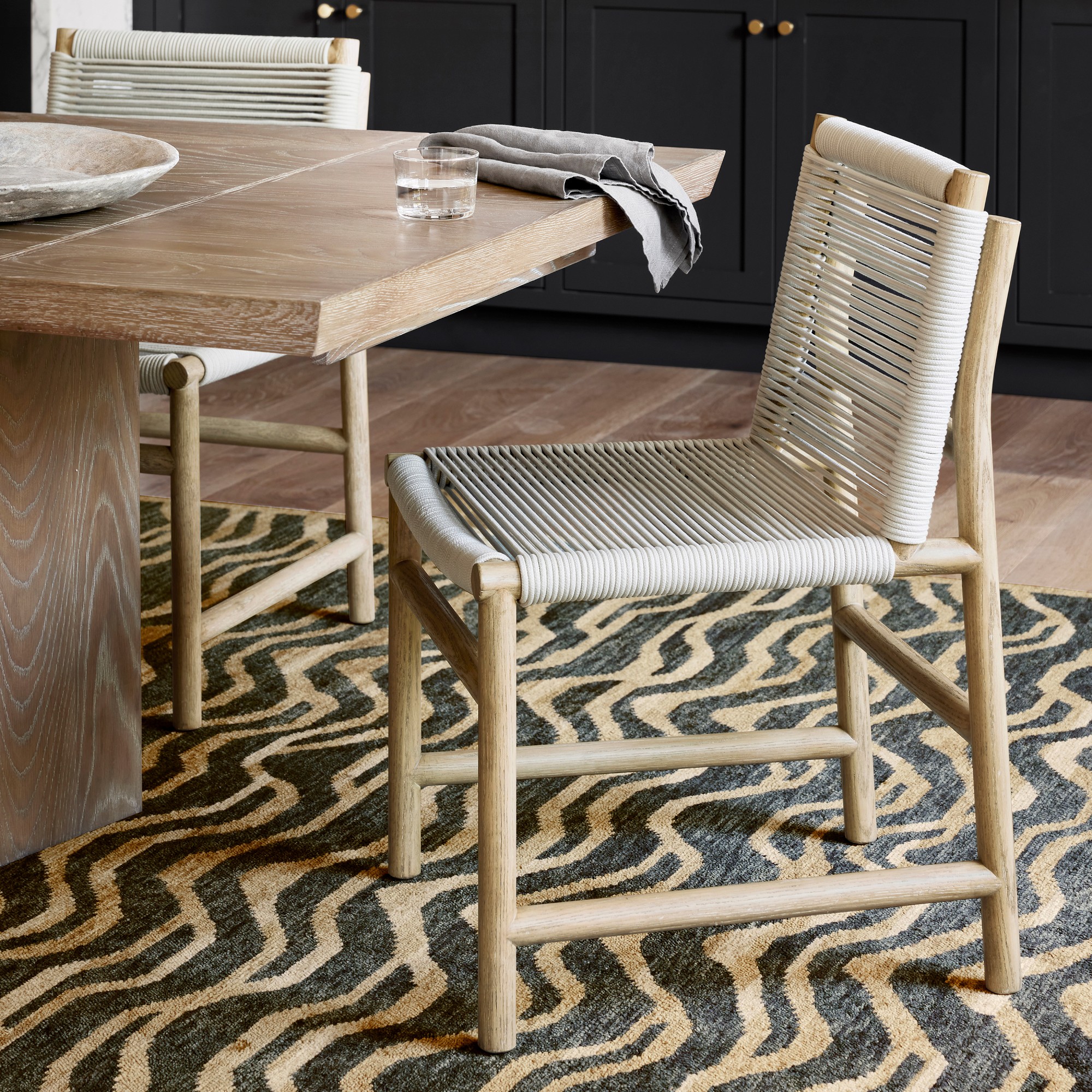 Knife Edge Extendable Rectangular Dining Table, Cerused Heritage Gray (96-132)