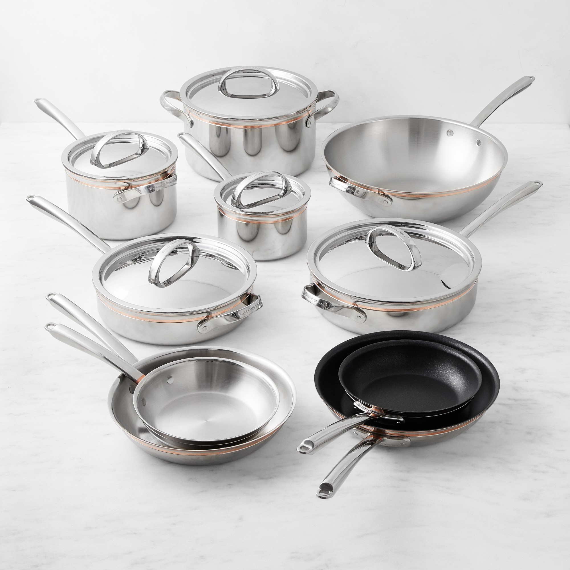 Williams Sonoma Signature Thermo-Clad™ Copper Pro 15-Piece Cookware Set