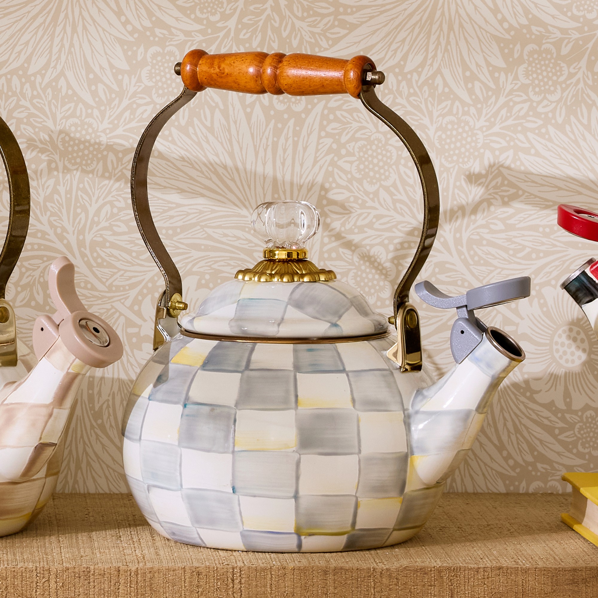 MacKenzie-Childs Sterling Check Whistling Tea Kettle