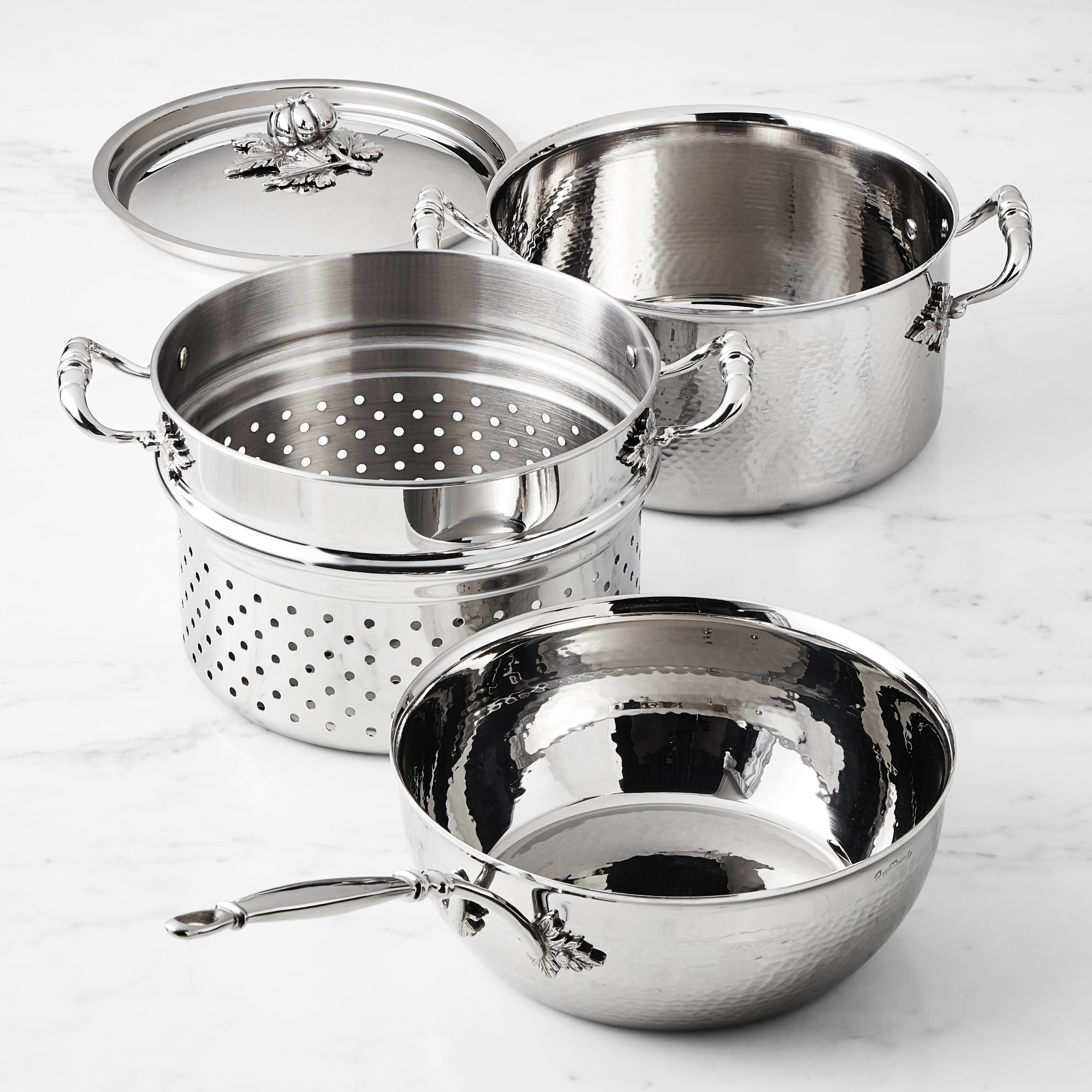 Ruffoni Opus Prima Hammered Stainless-Steel 4-Piece Pasta Set
