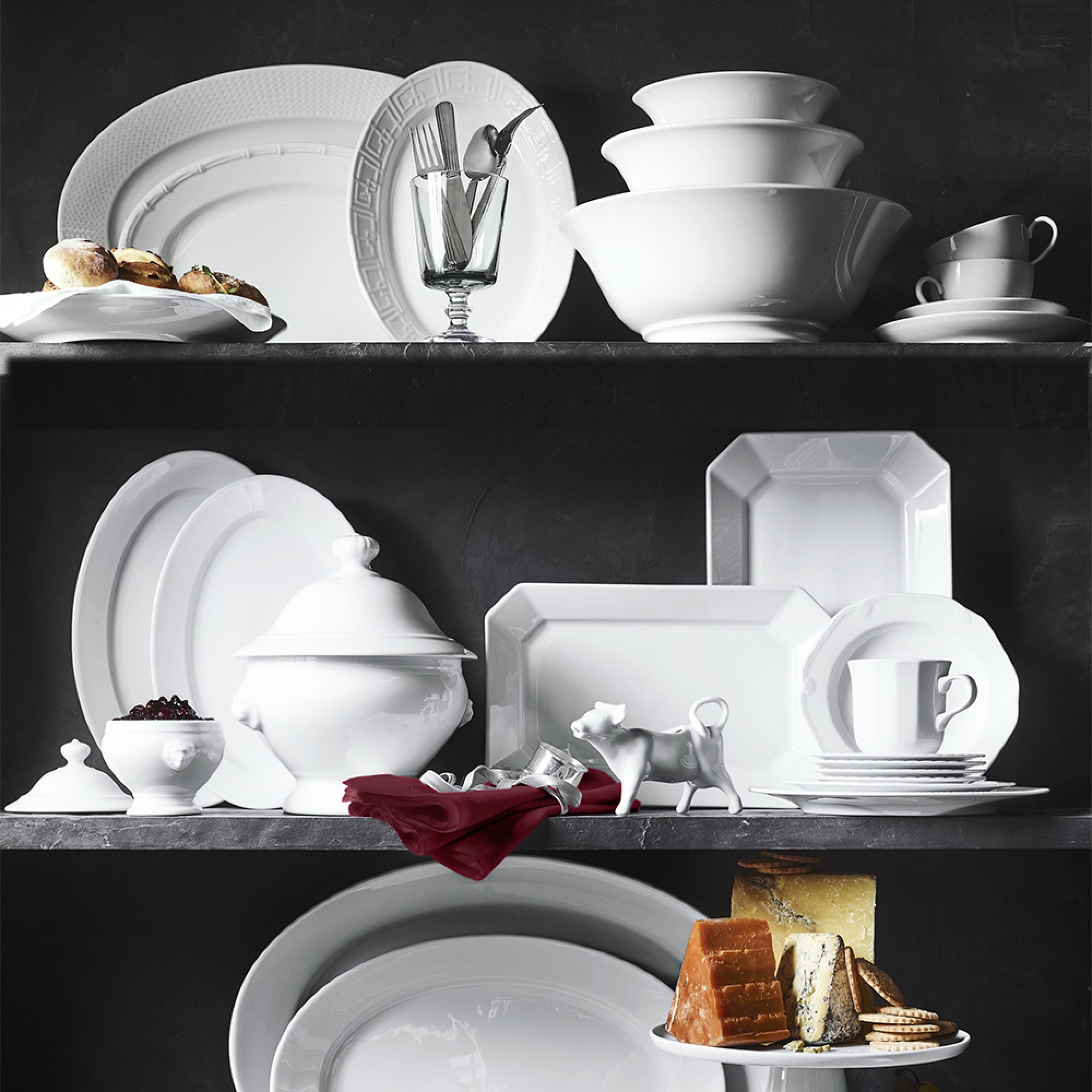 Apilco Tulip Porcelain Serving Bowls