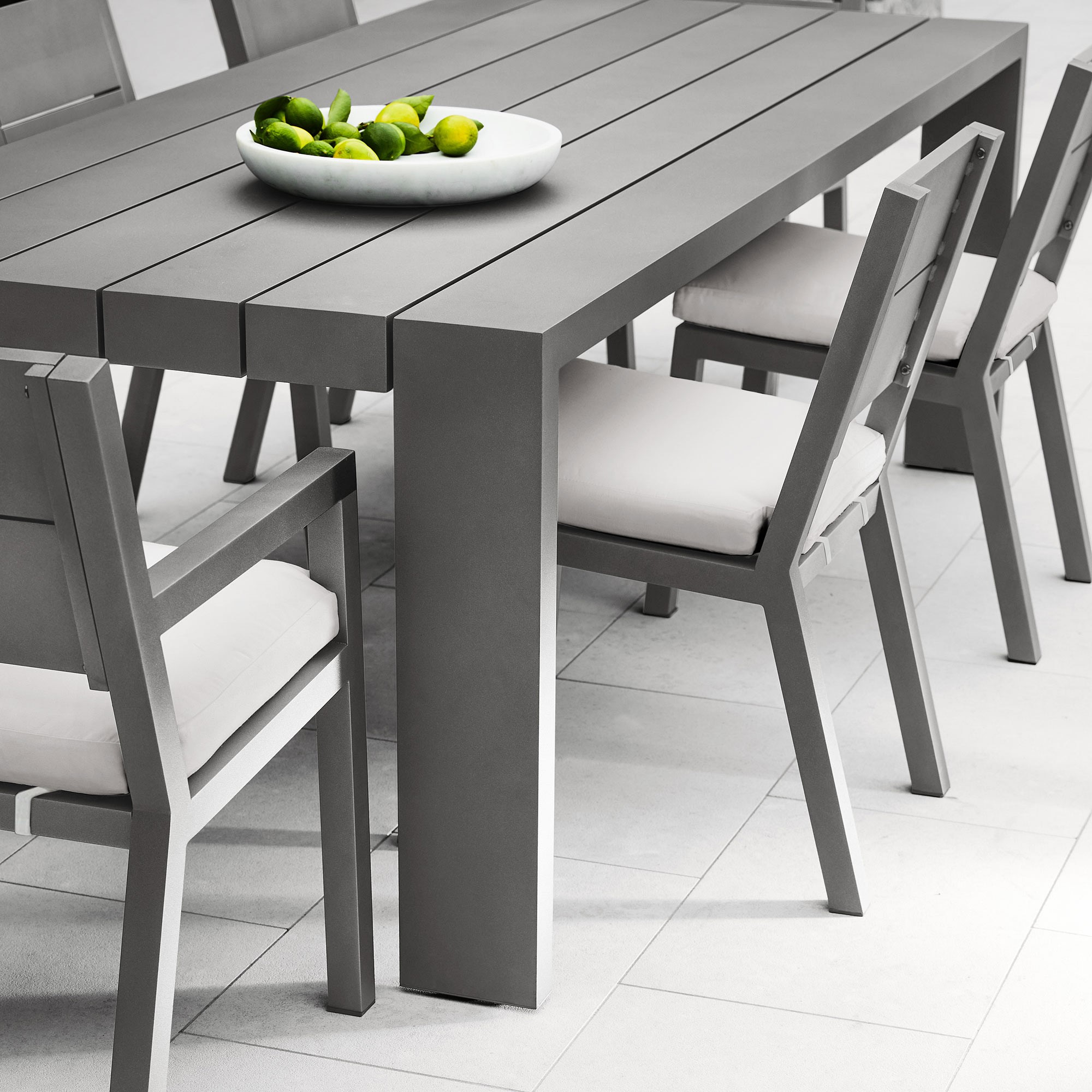 Larnaca Outdoor Slate Grey Metal Dining Armchair