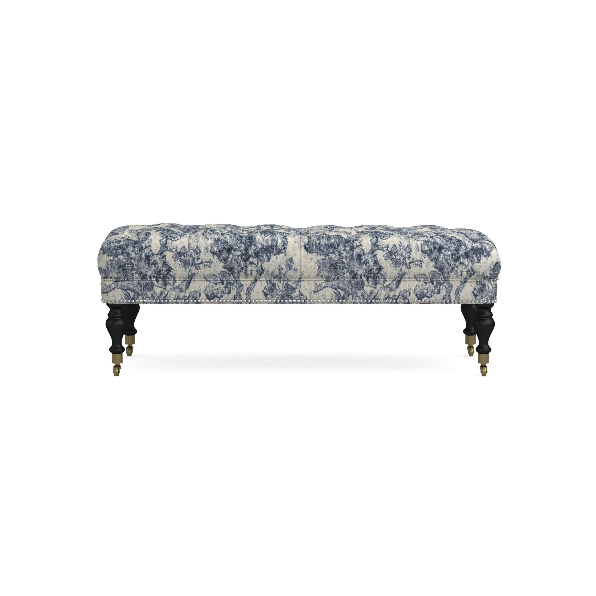 Sanderson x Giles Deacon Fairfax Bench Ottoman, Turned Leg with Tufted Top (26-61)
