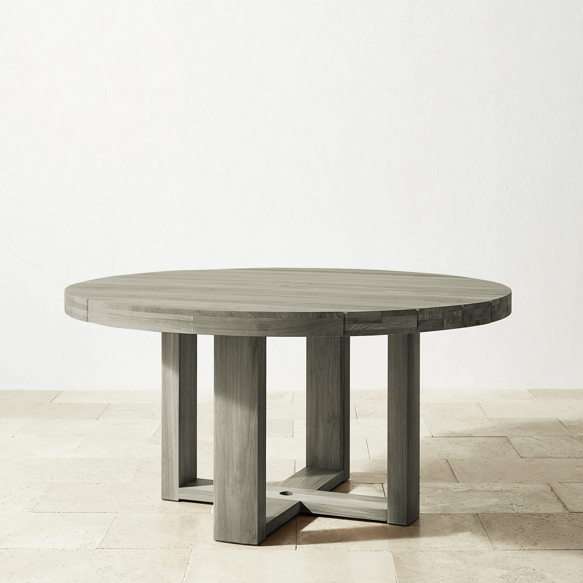 Larnaca Outdoor Grey Teak Round Dining Table (60)