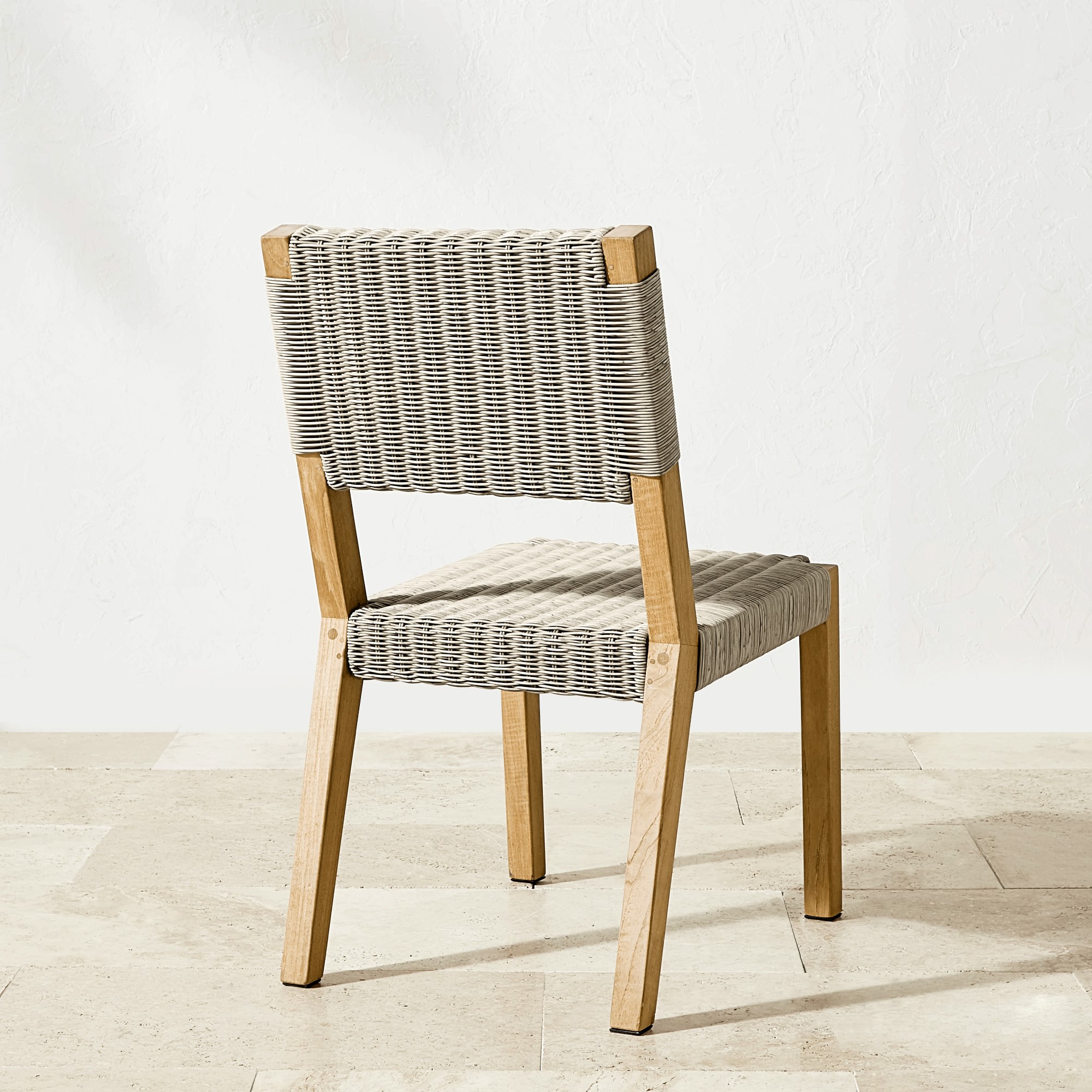 Larnaca Outdoor Natural Teak x All-Weather Weave Dining Side Chair