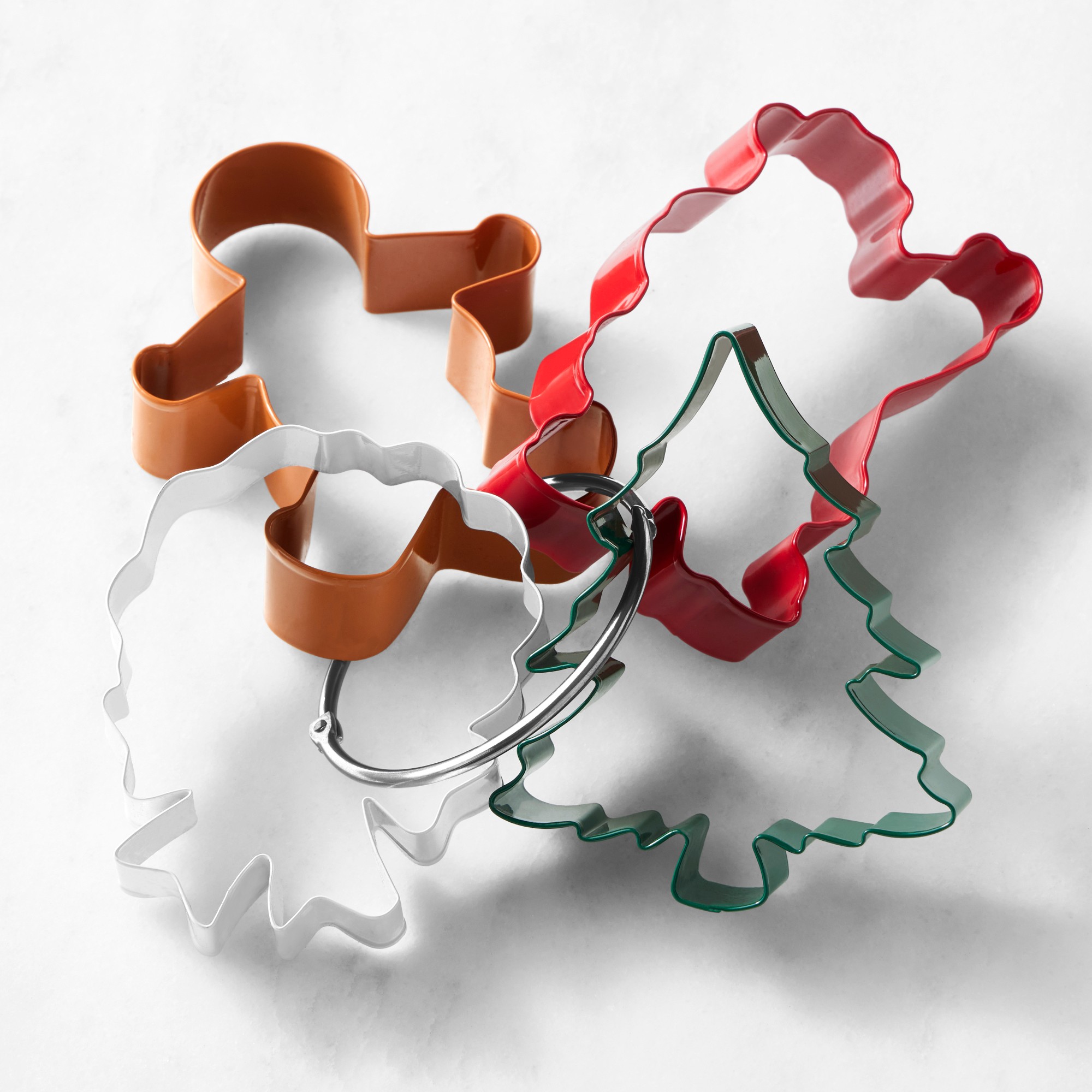 Williams Sonoma Holiday Colored Cookie Cutters on Ring, Set of 4