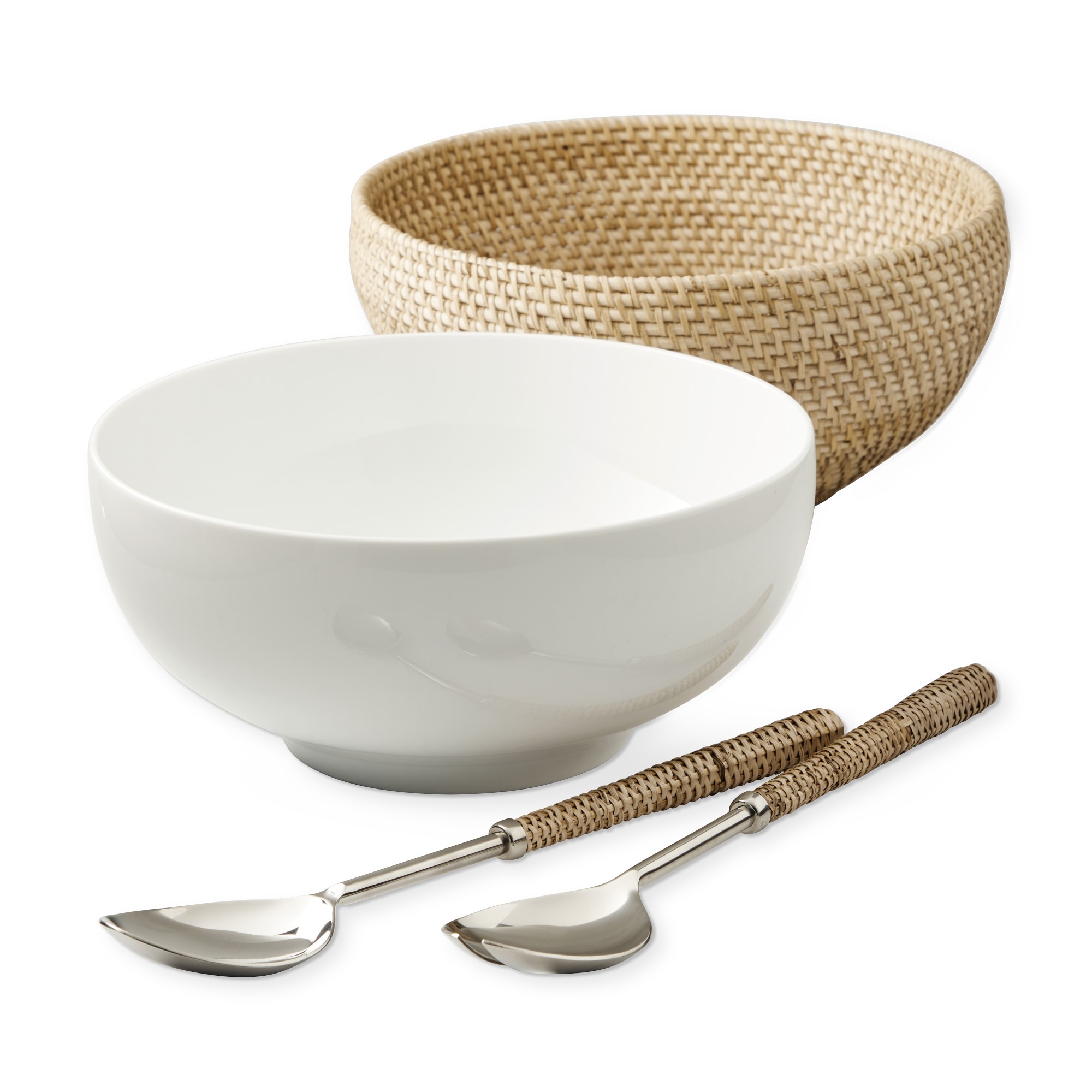 Light Woven Salad Bowl & Servers
