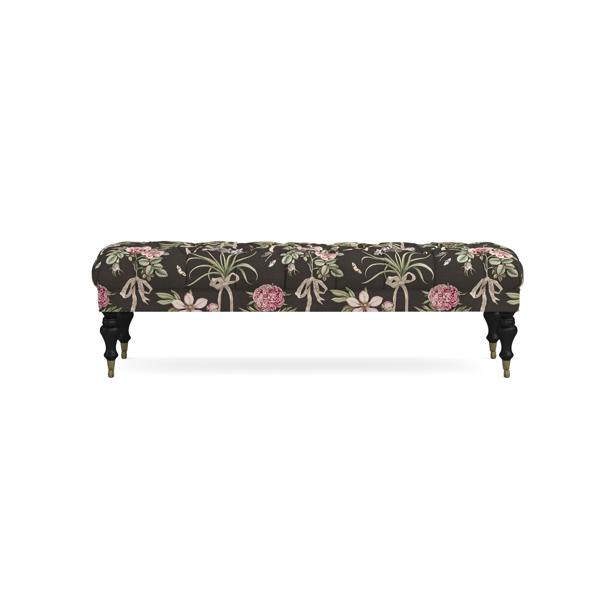 Sanderson x Giles Deacon Fairfax Bench Ottoman, Turned Leg with Tufted Top (26-61)