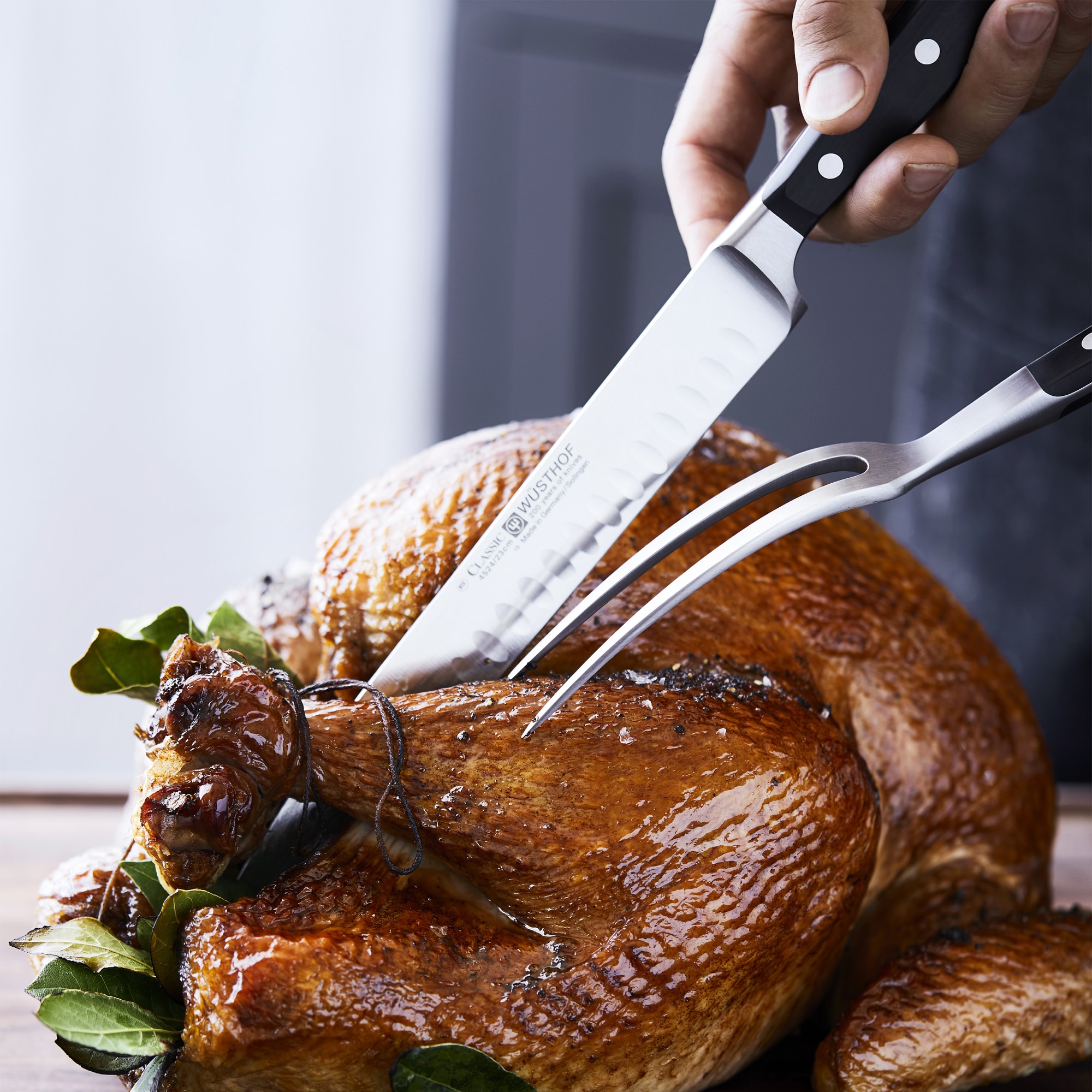 Wüsthof Classic Straight Carving Knife & Meat Fork Set