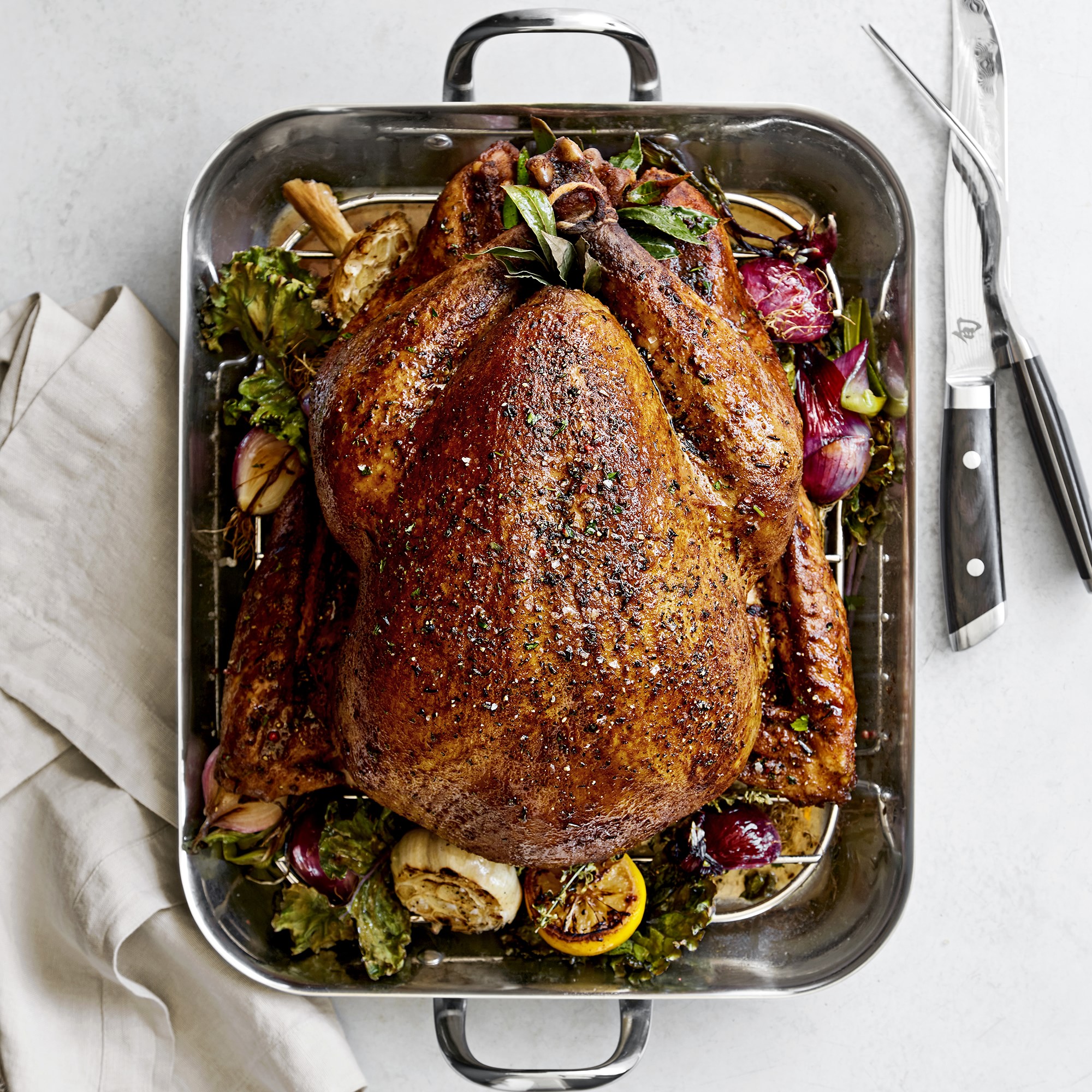 Williams Sonoma Signature Thermo-Clad™ Stainless-Steel Flared Roasting Pan with Rack