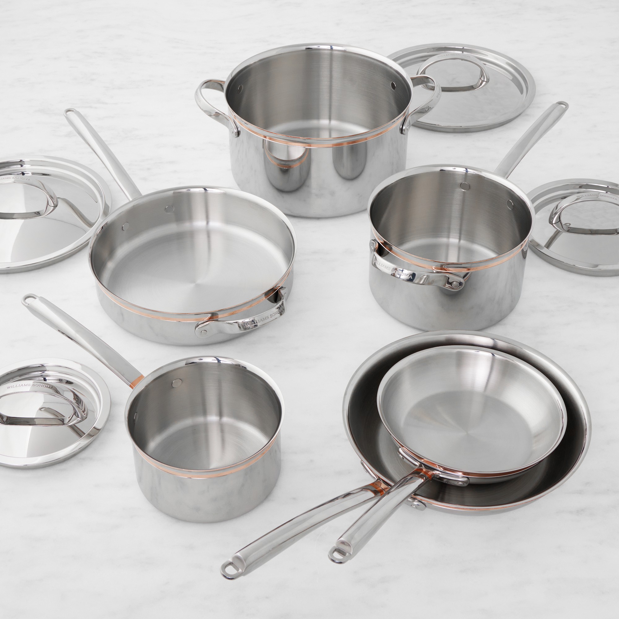 Williams Sonoma Signature Thermo-Clad™ Copper Pro 10-Piece Cookware Set