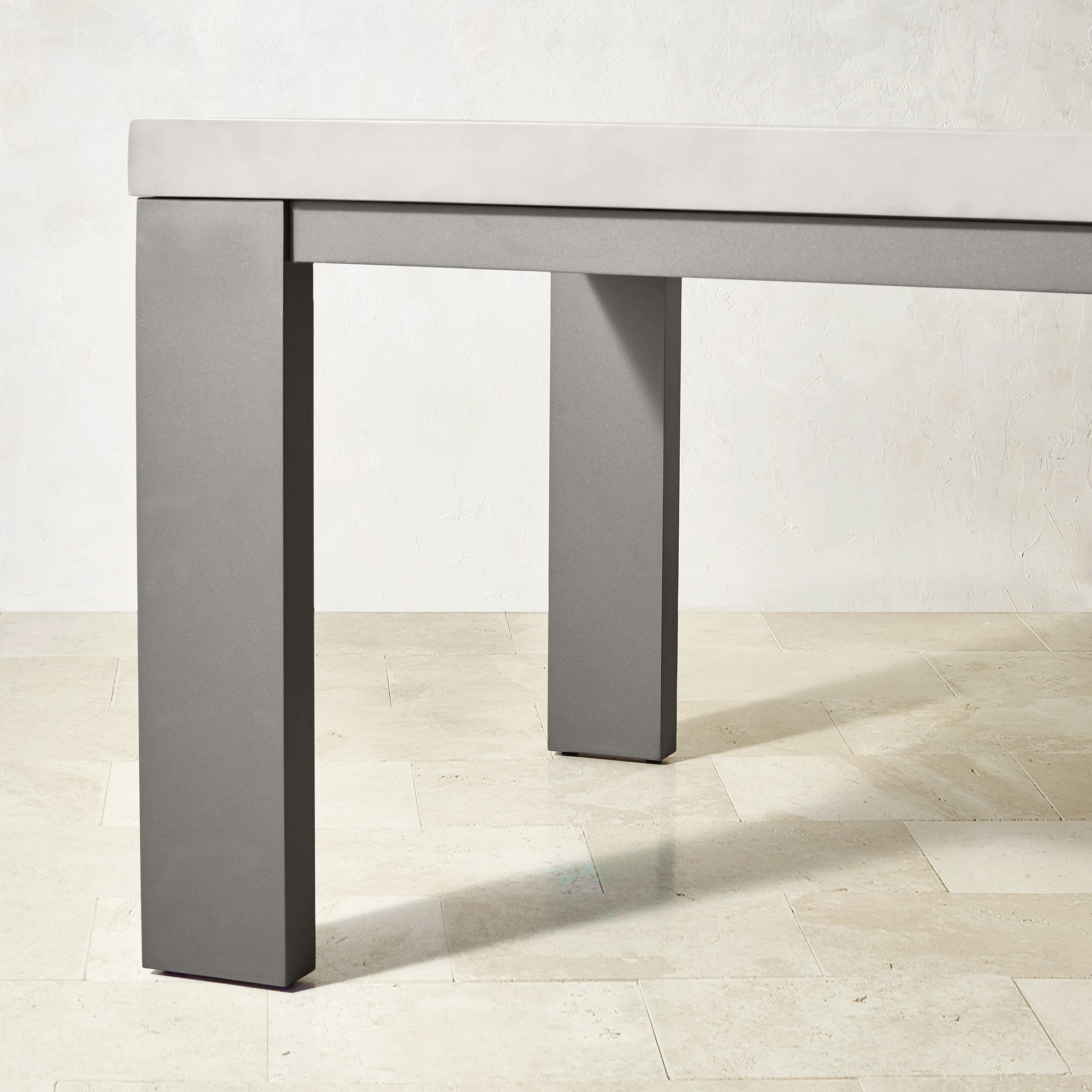 Larnaca Outdoor Slate Grey Metal Fiberstone Dining Table (96-108)