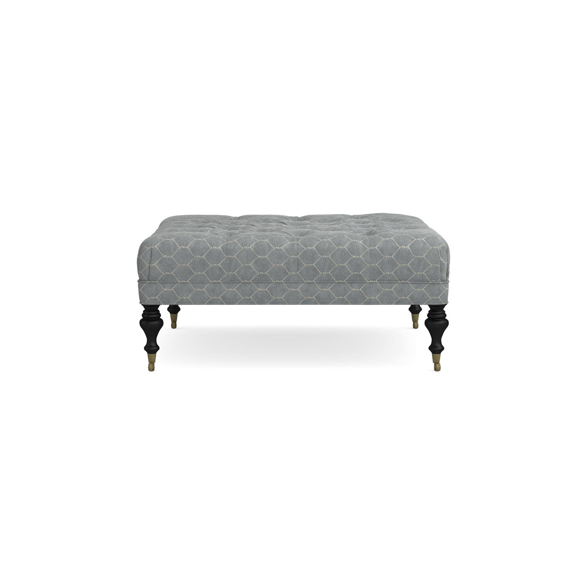 Sanderson x Giles Deacon Fairfax Bench Ottoman, Turned Leg with Tufted Top (26-61)