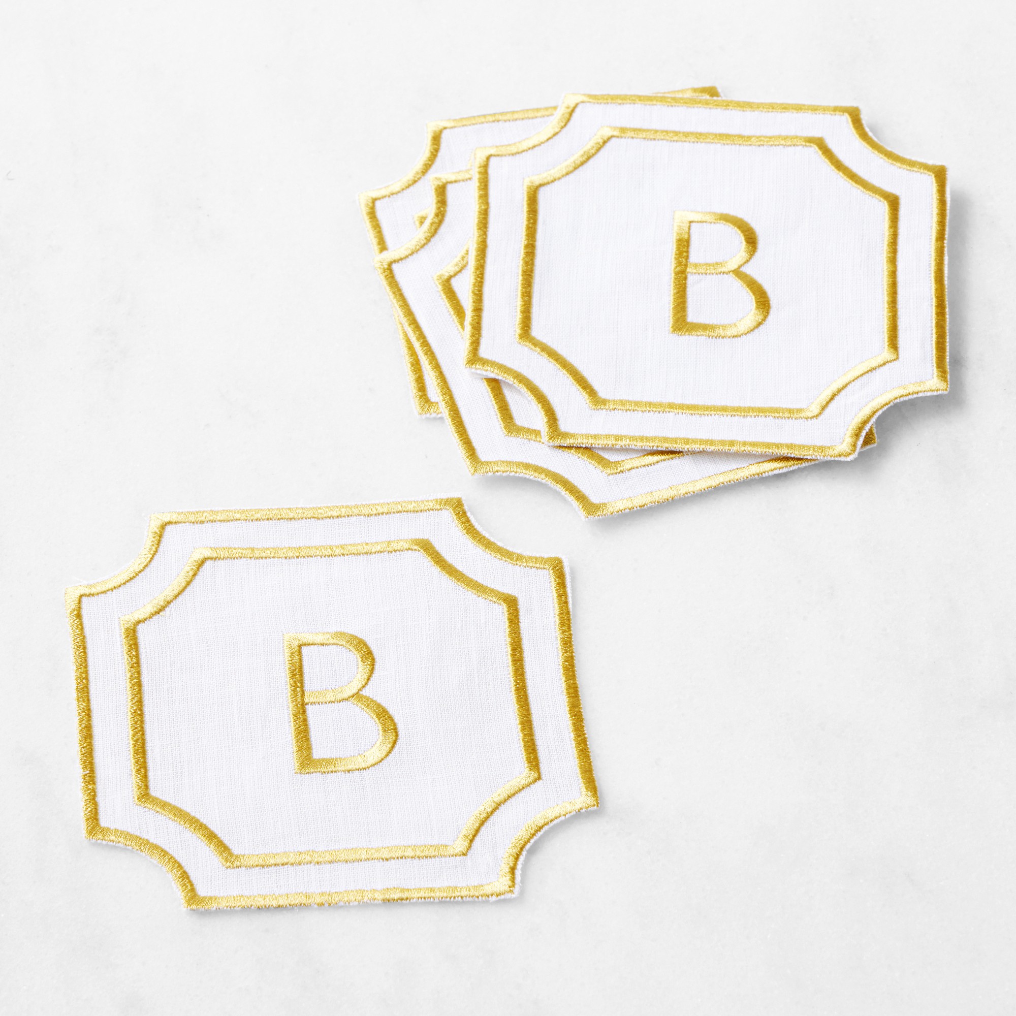 Cartouche Monogram Coasters, Set of 4