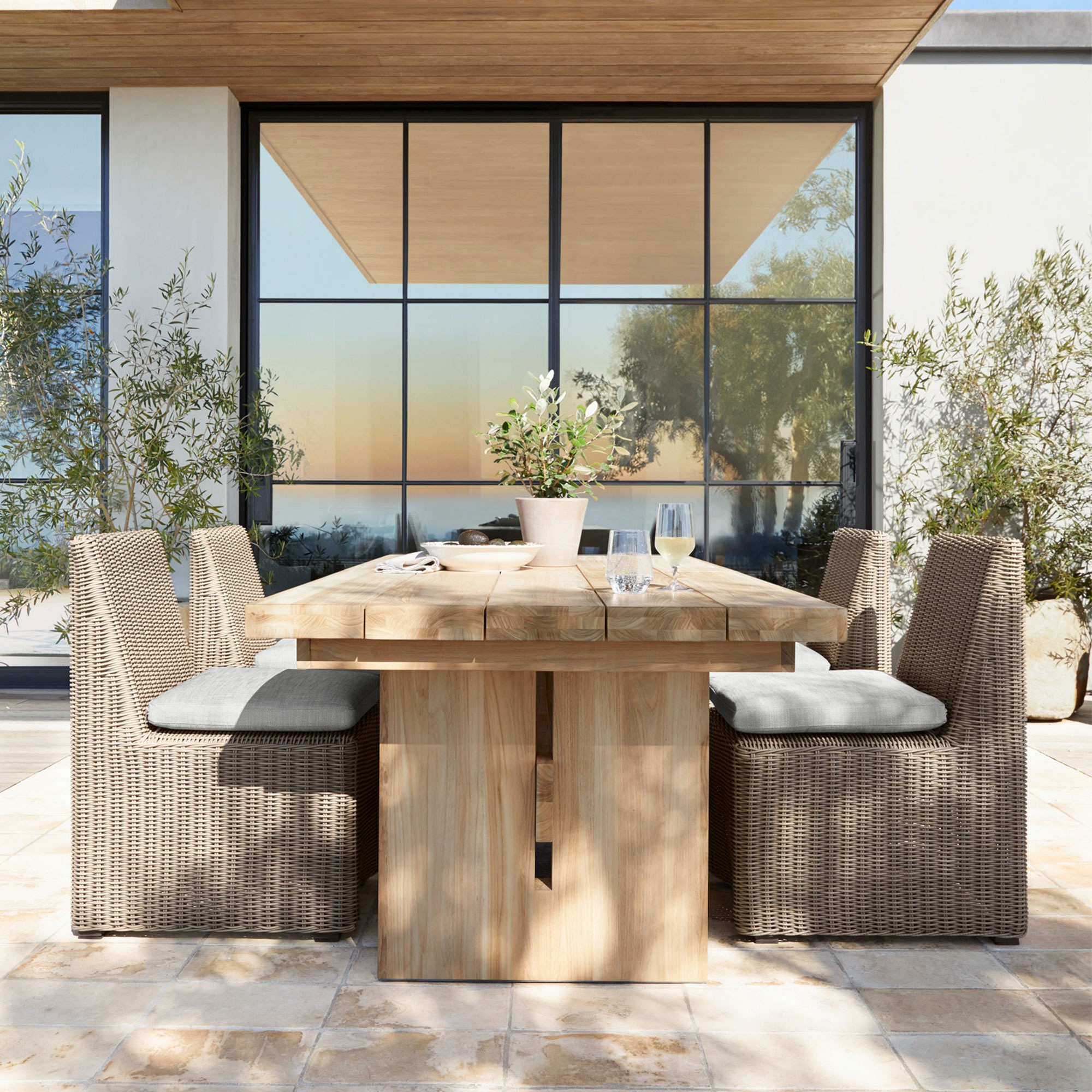 San Clemente Outdoor Natural Teak Rectangular Dining Table (84)