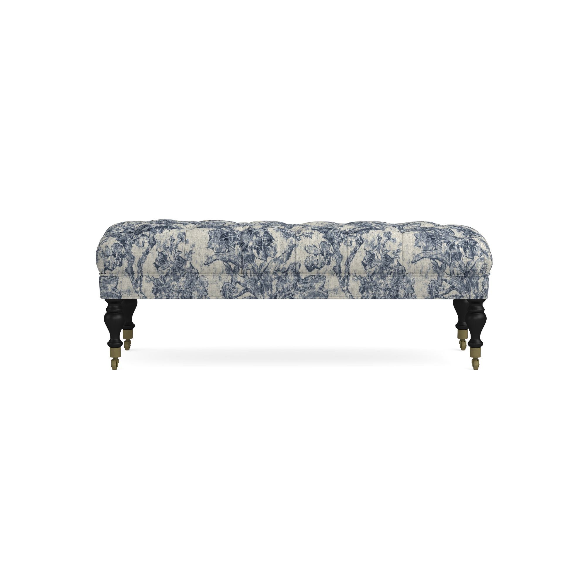 Sanderson x Giles Deacon Fairfax Bench Ottoman, Turned Leg with Tufted Top (26-61)