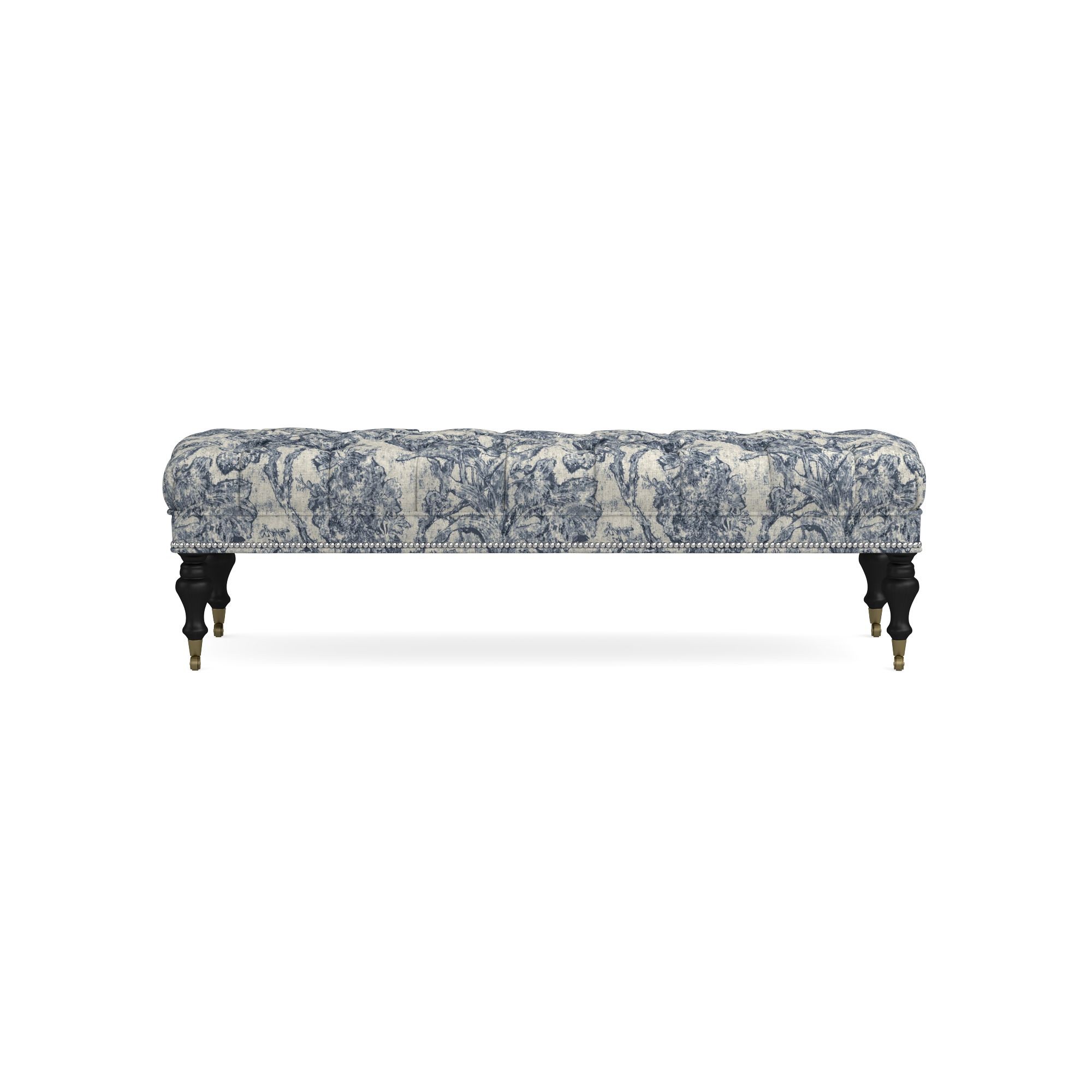 Sanderson x Giles Deacon Fairfax Bench Ottoman, Turned Leg with Tufted Top (26-61)