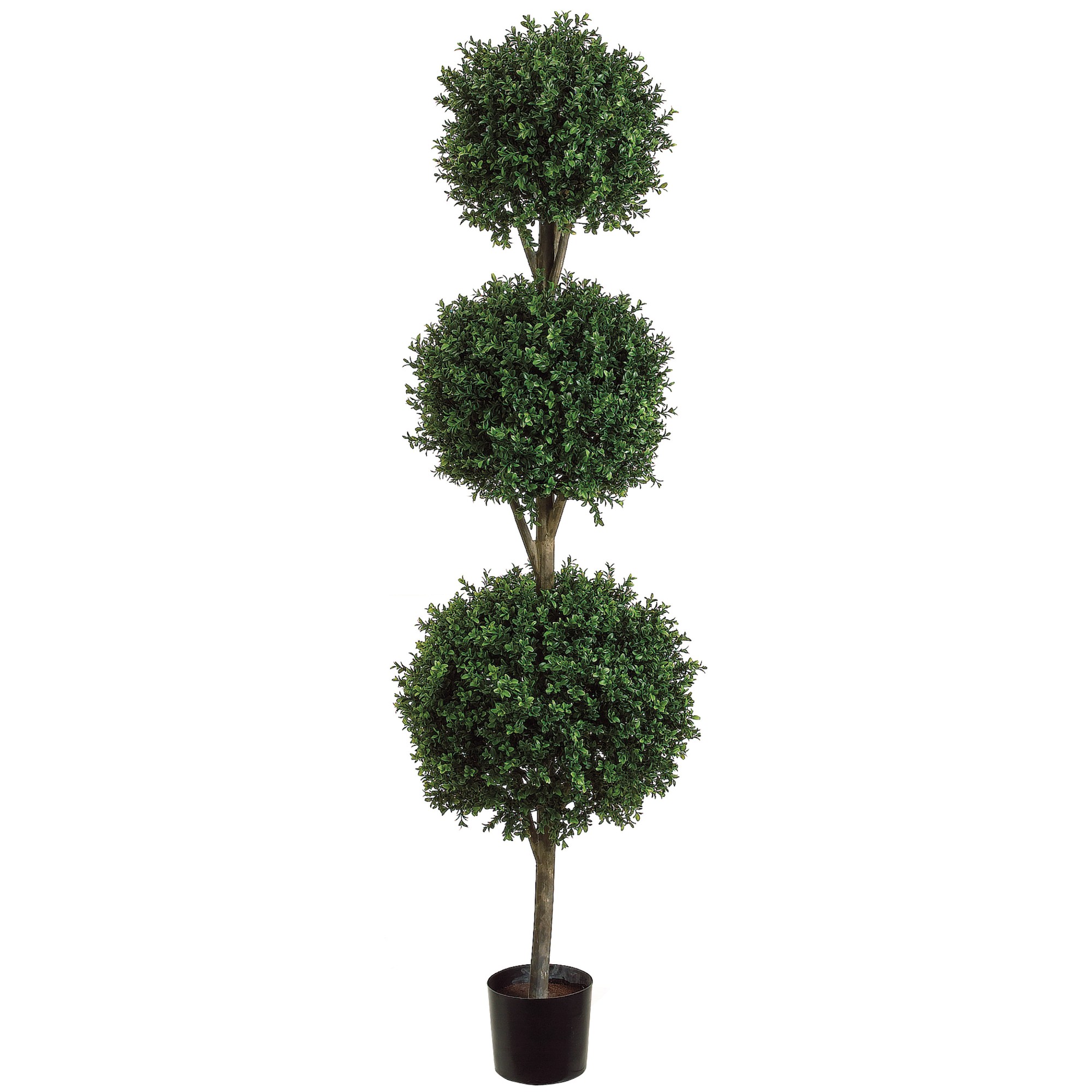 Triple Ball-Shaped Faux Boxwood Topiary in Plastic Pot, 72