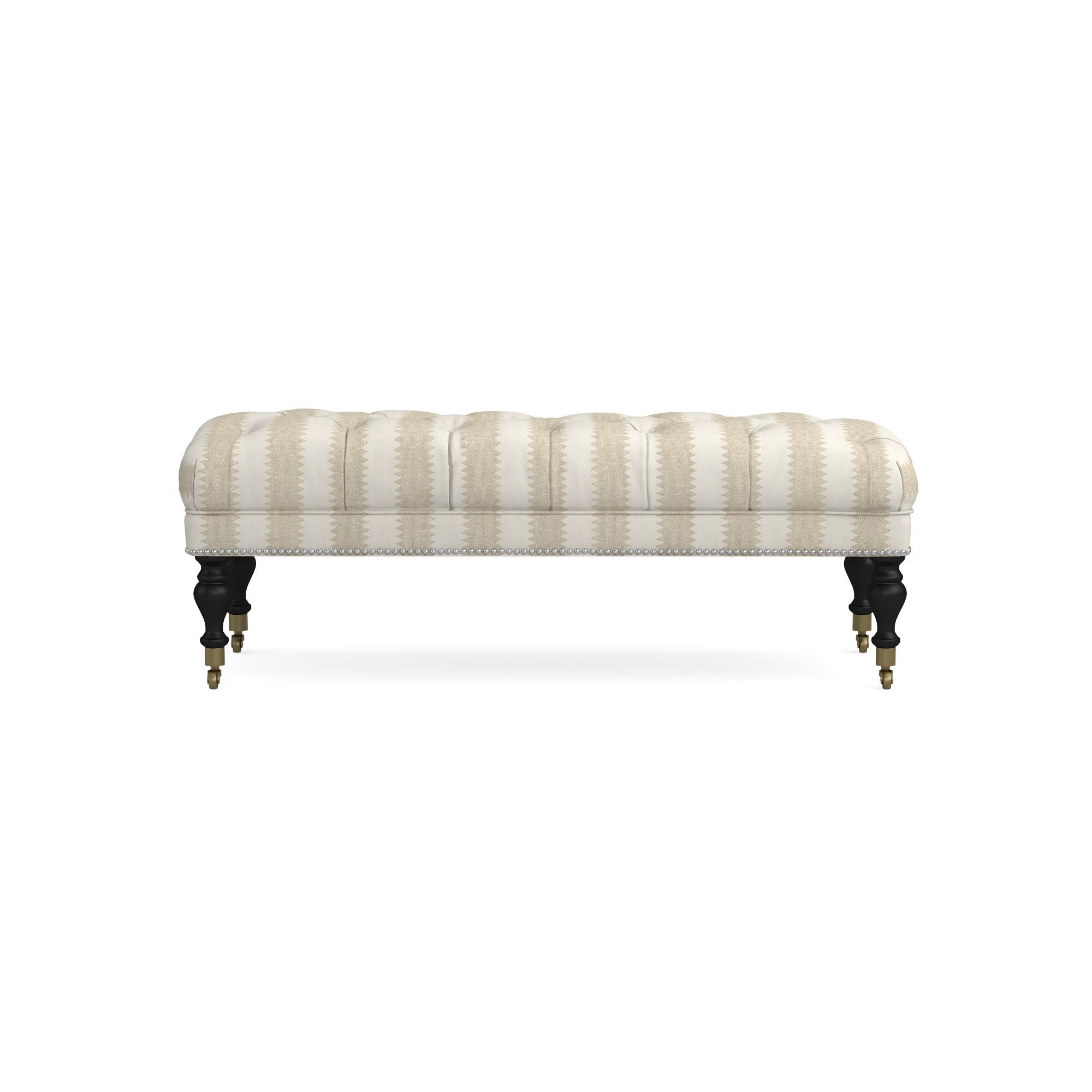 Sanderson x Giles Deacon Fairfax Bench Ottoman, Turned Leg with Tufted Top (26-61)